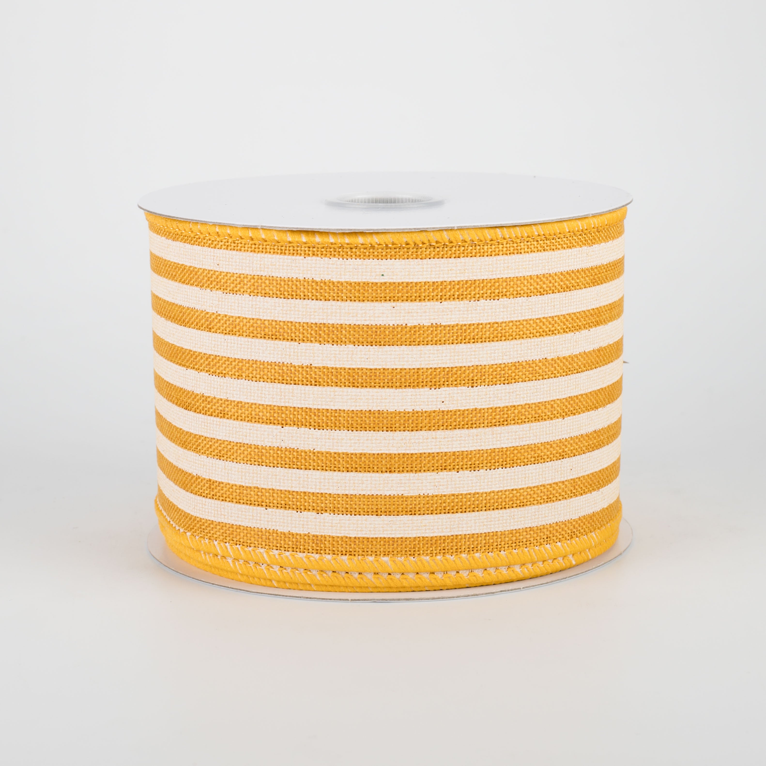 2.5" Cabana Stripes Ribbon: Sunflower & Ivory (10 Yards)