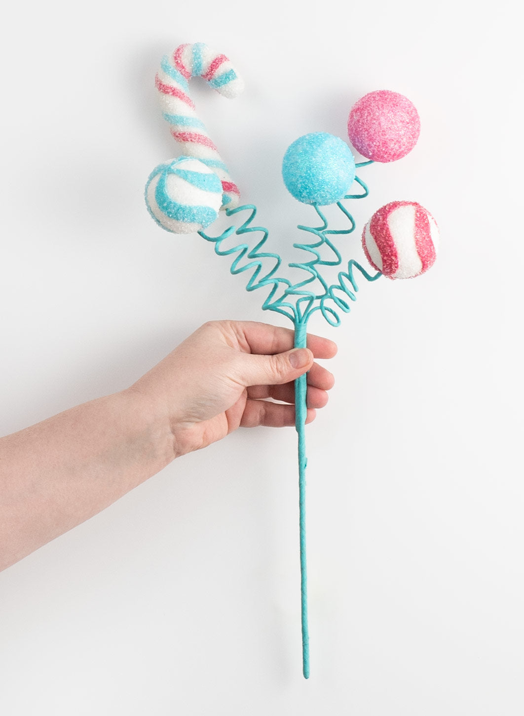 18" Candy Cane Ball Pick: Fuchsia, Blue, White detail photo 3
