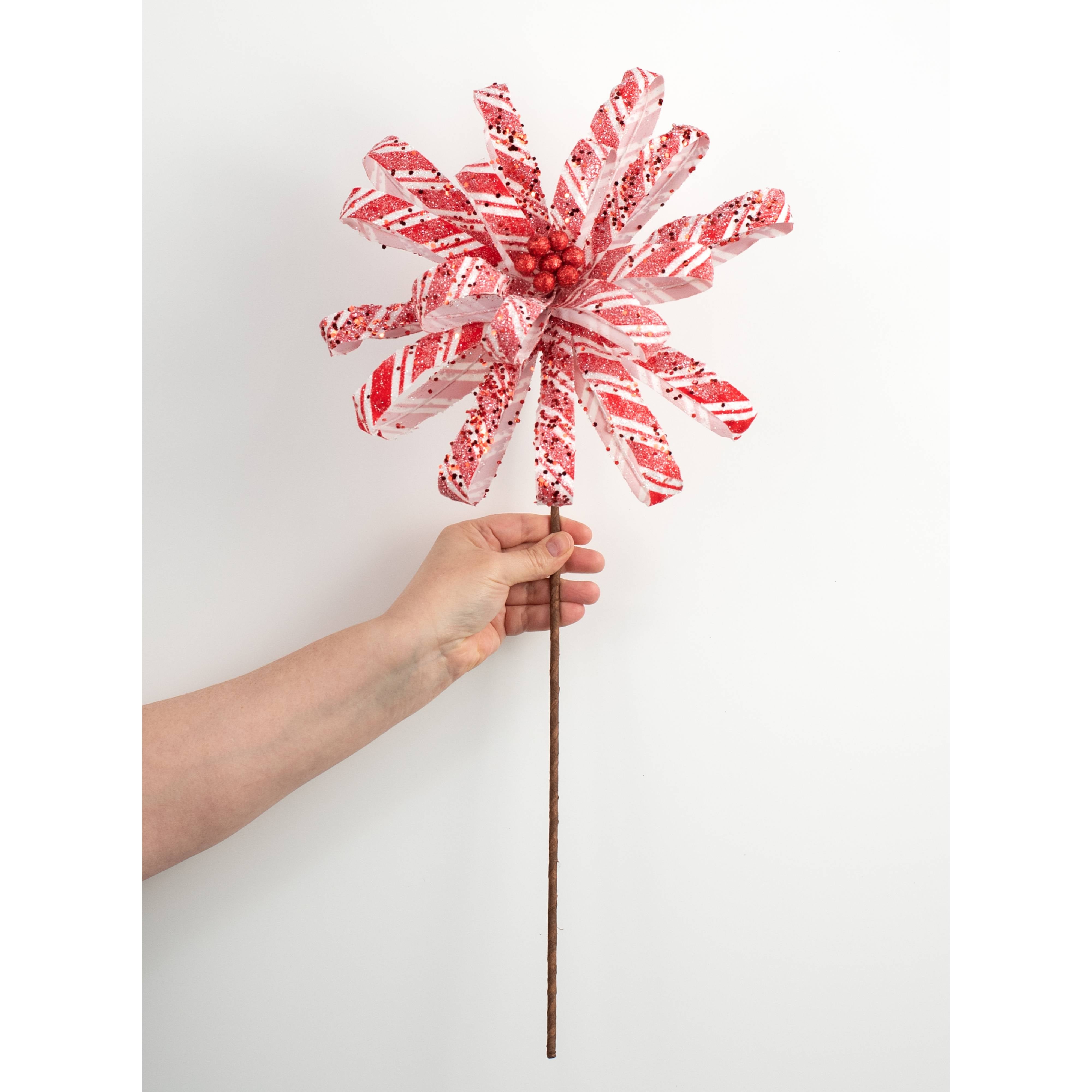 24" Candy Cane Peppermint Flower Stem detail photo 3