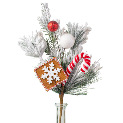 16" Candy Cane, Snowflake Cookie, Pine Pick Item Number: 85471SP16