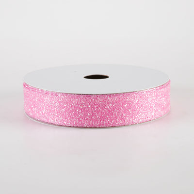 7/8" Candy Glittered Satin Ribbon: Fuchsia Hot Pink (10 Yards)