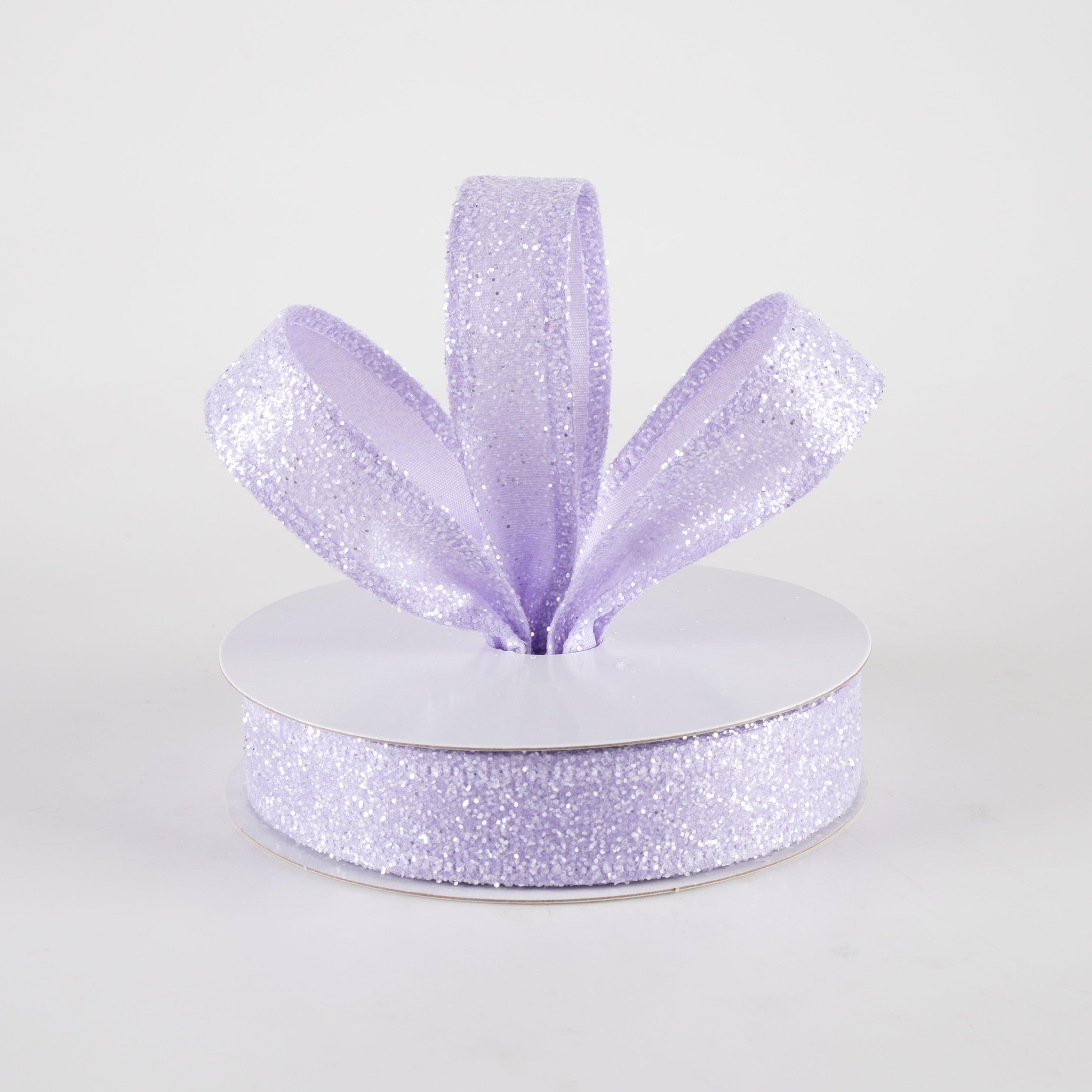 7/8" Candy Glittered Satin Ribbon: Lavender (10 Yards) Lifestyle Photo