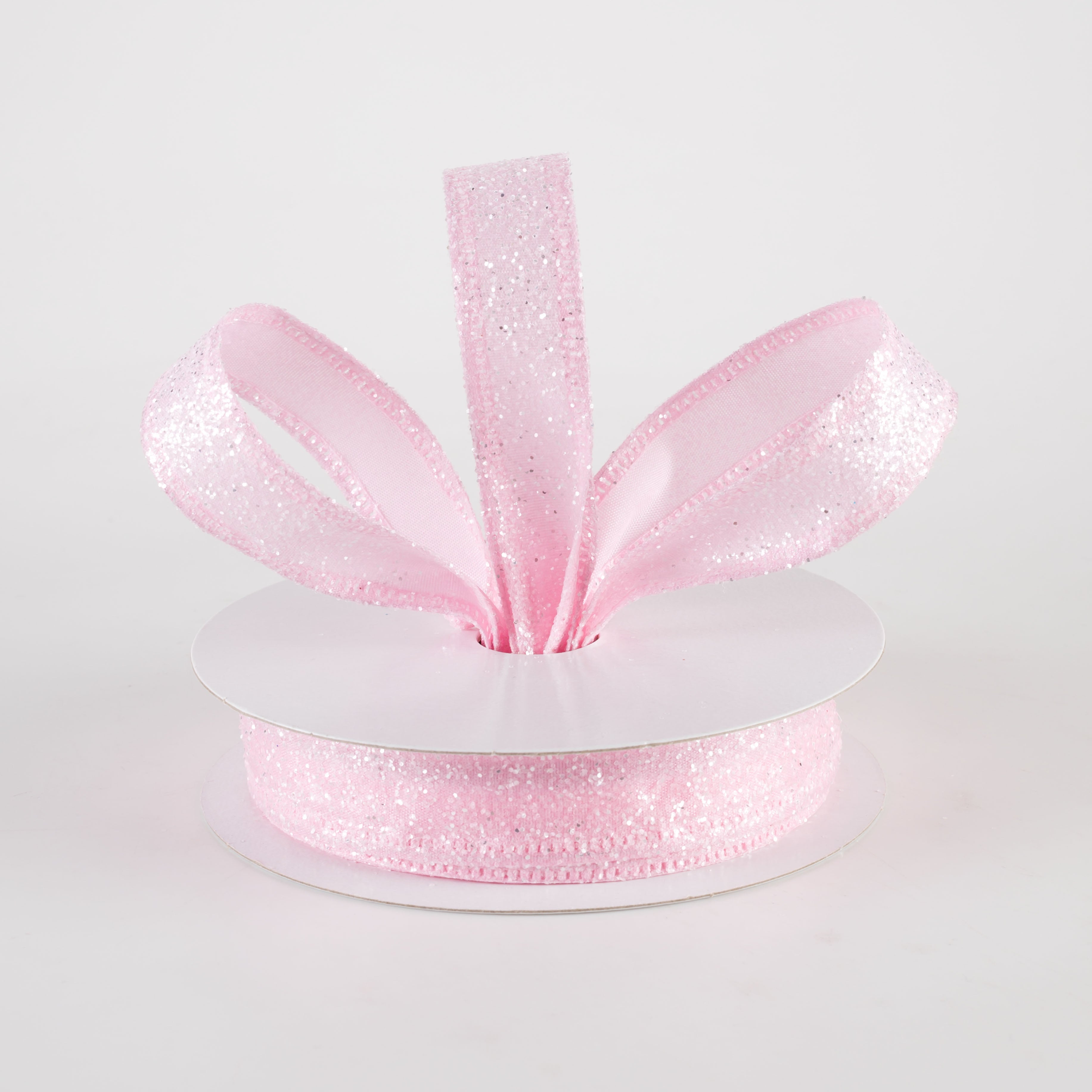 7/8" Candy Glittered Satin Ribbon: Light Pink (10 Yards) Lifestyle Photo