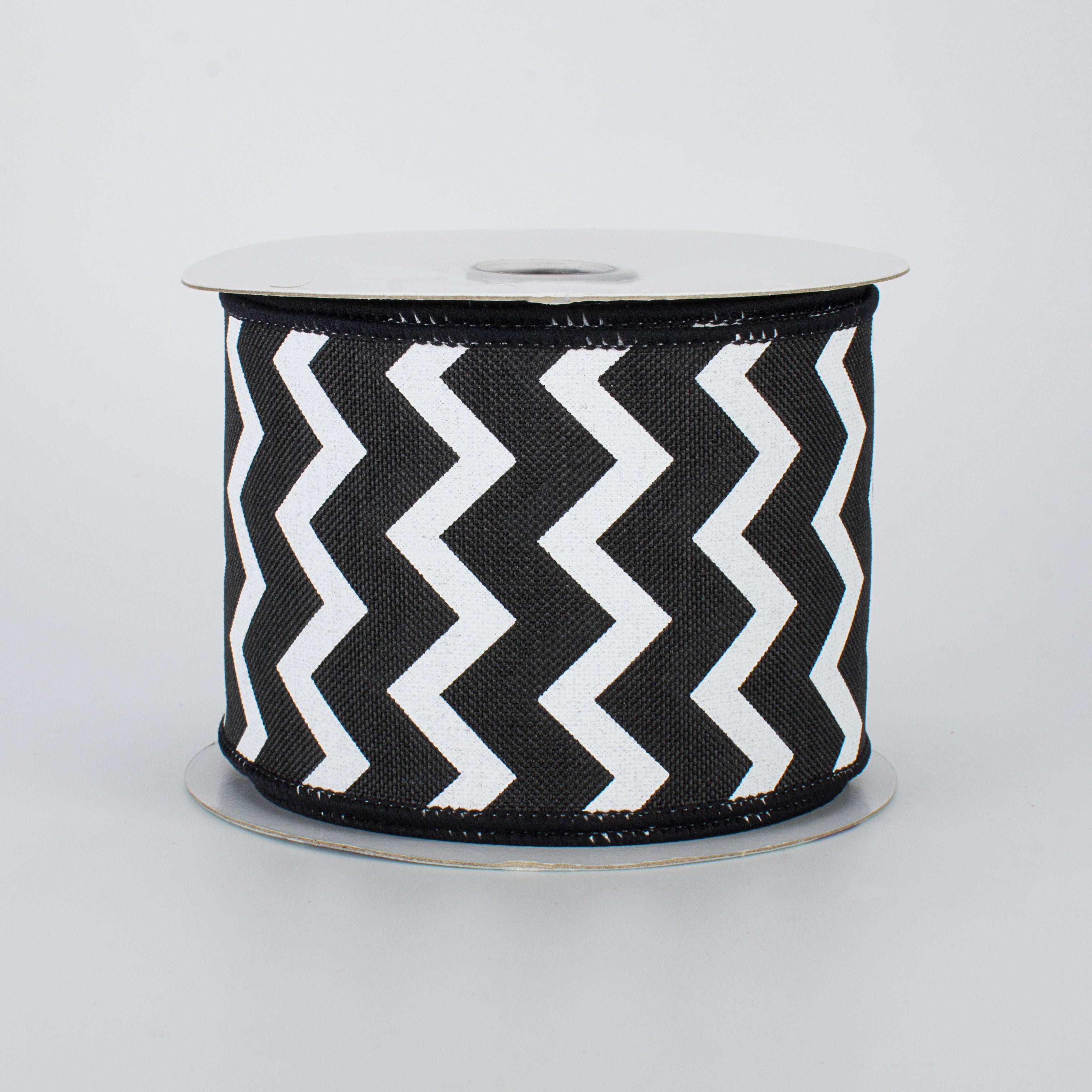 2.5" Canvas Chevron Ribbon: Black & White (10 Yards)