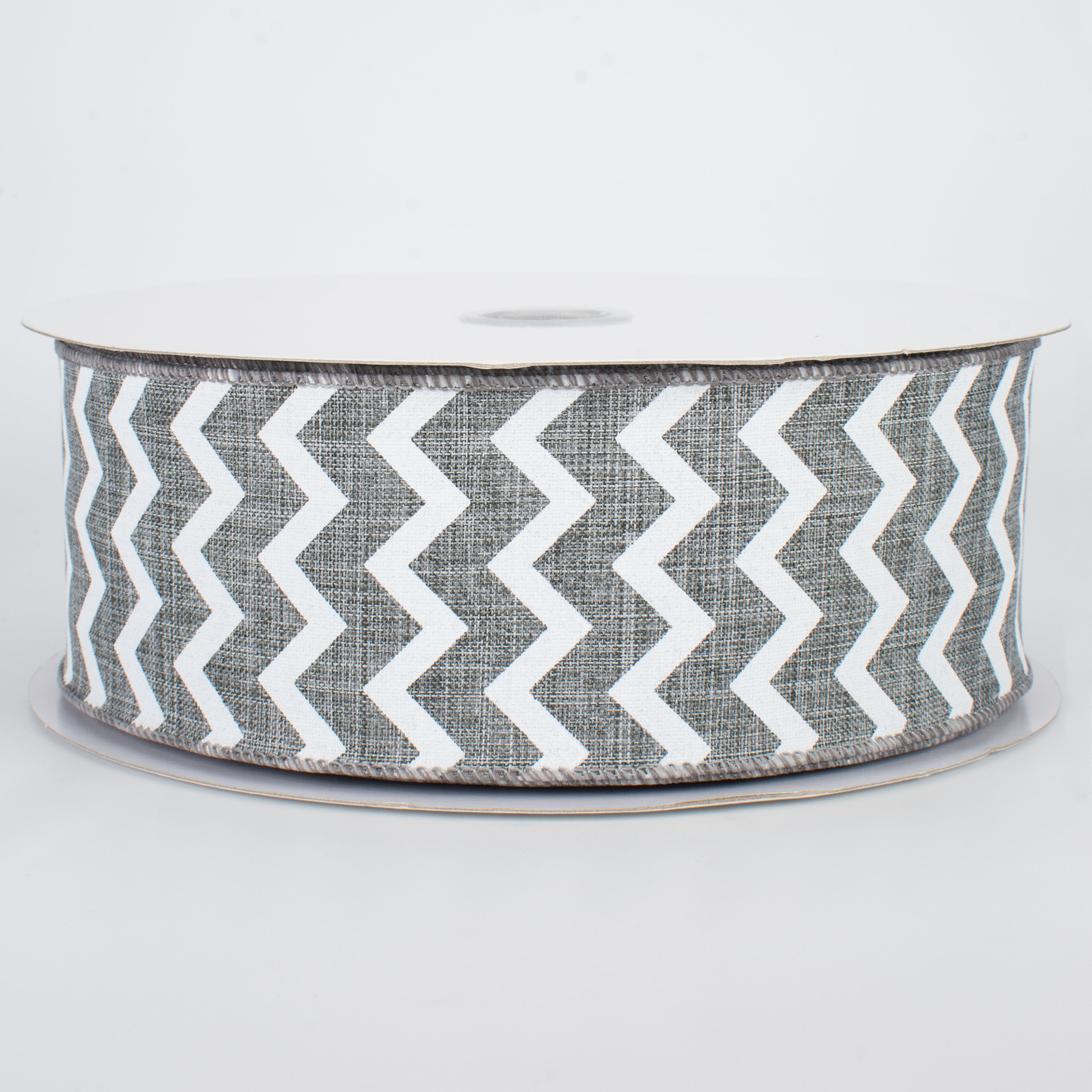 2.5" Canvas Chevron Ribbon: Grey & White (50 Yards)