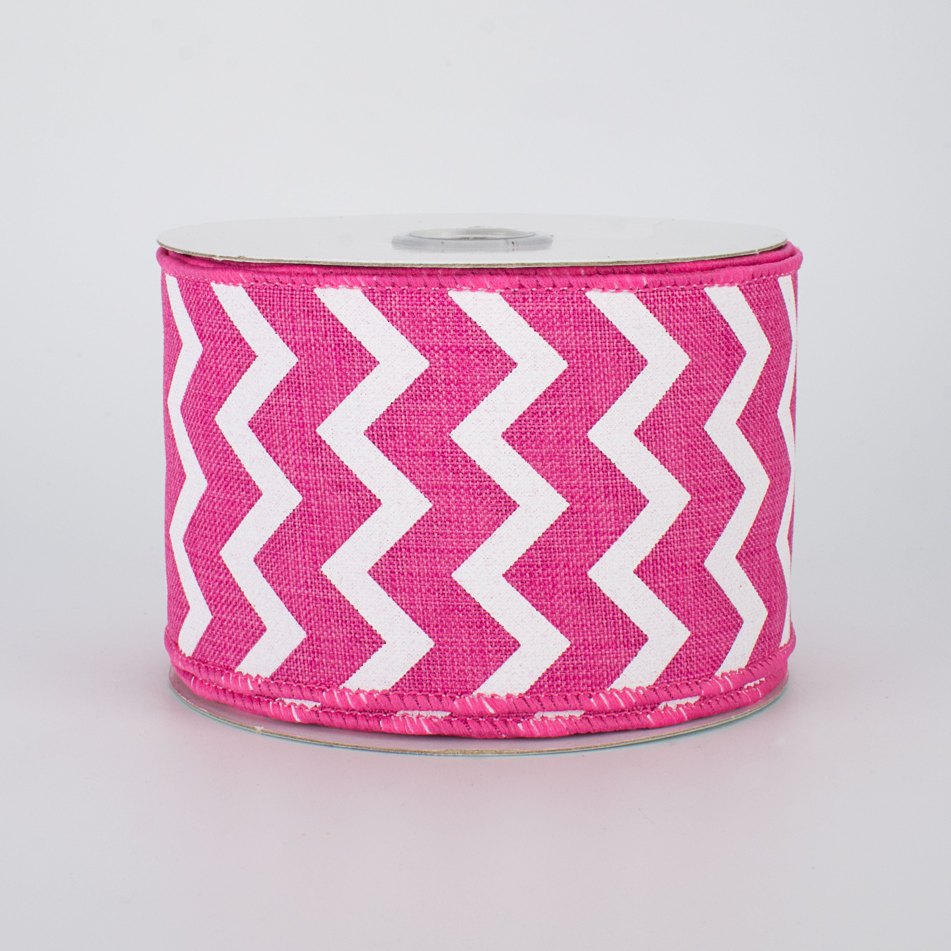2.5" Canvas Chevron Ribbon: Hot Pink & White (10 Yards)