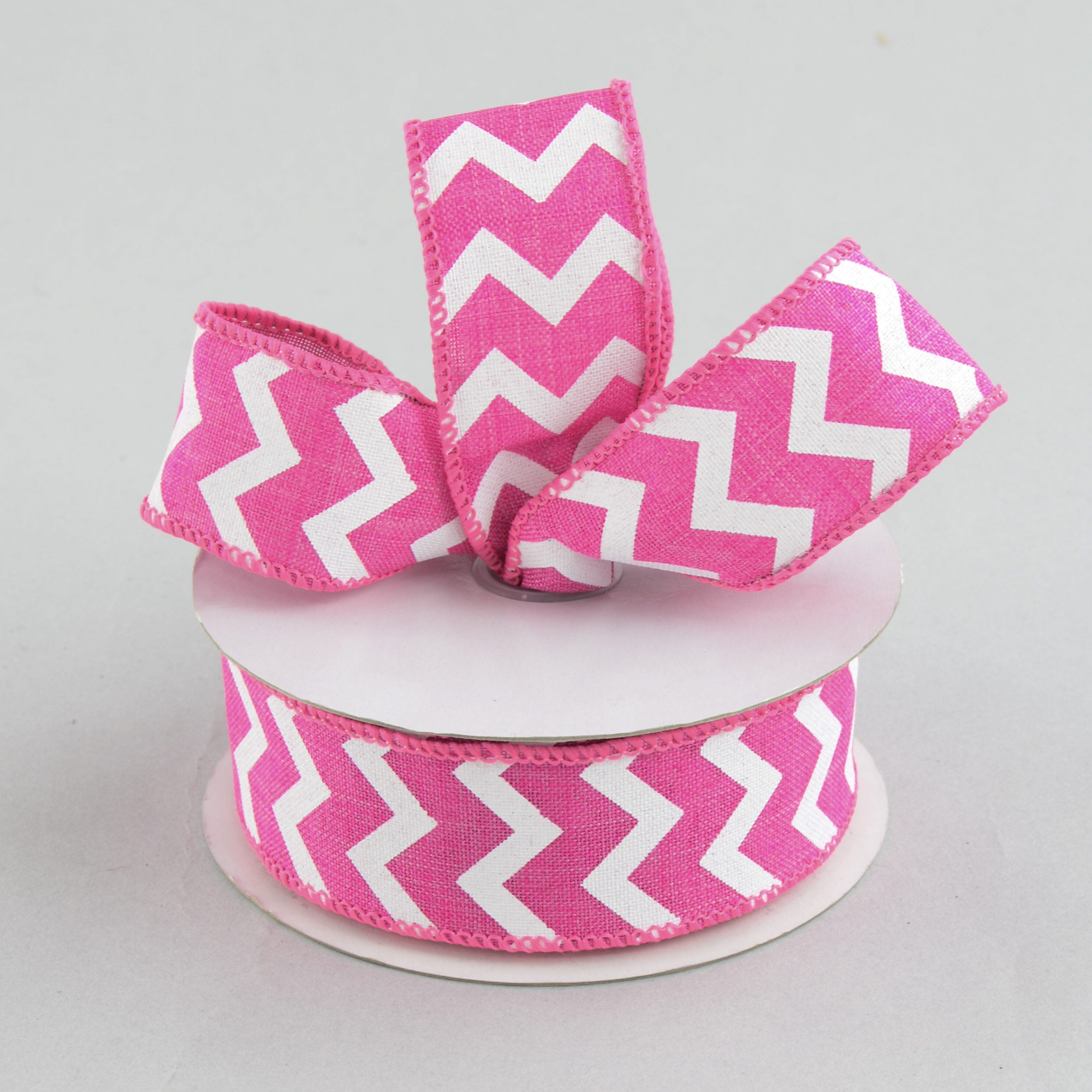 1.5" Canvas Chevron Ribbon: Hot Pink & White (10 Yards) Lifestyle Photo