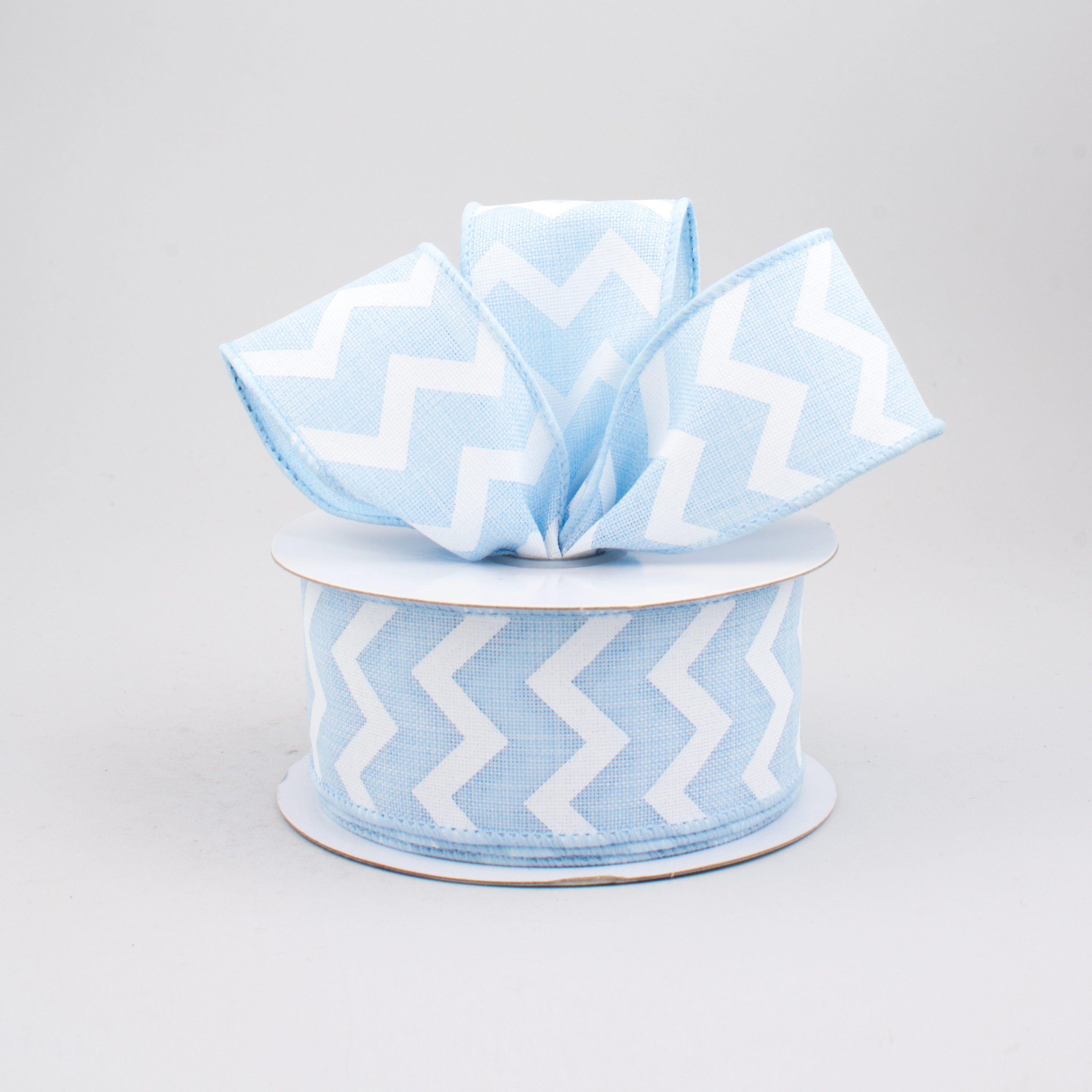 1.5" Canvas Chevron Ribbon: Light Blue & White (10 Yards) Lifestyle Photo