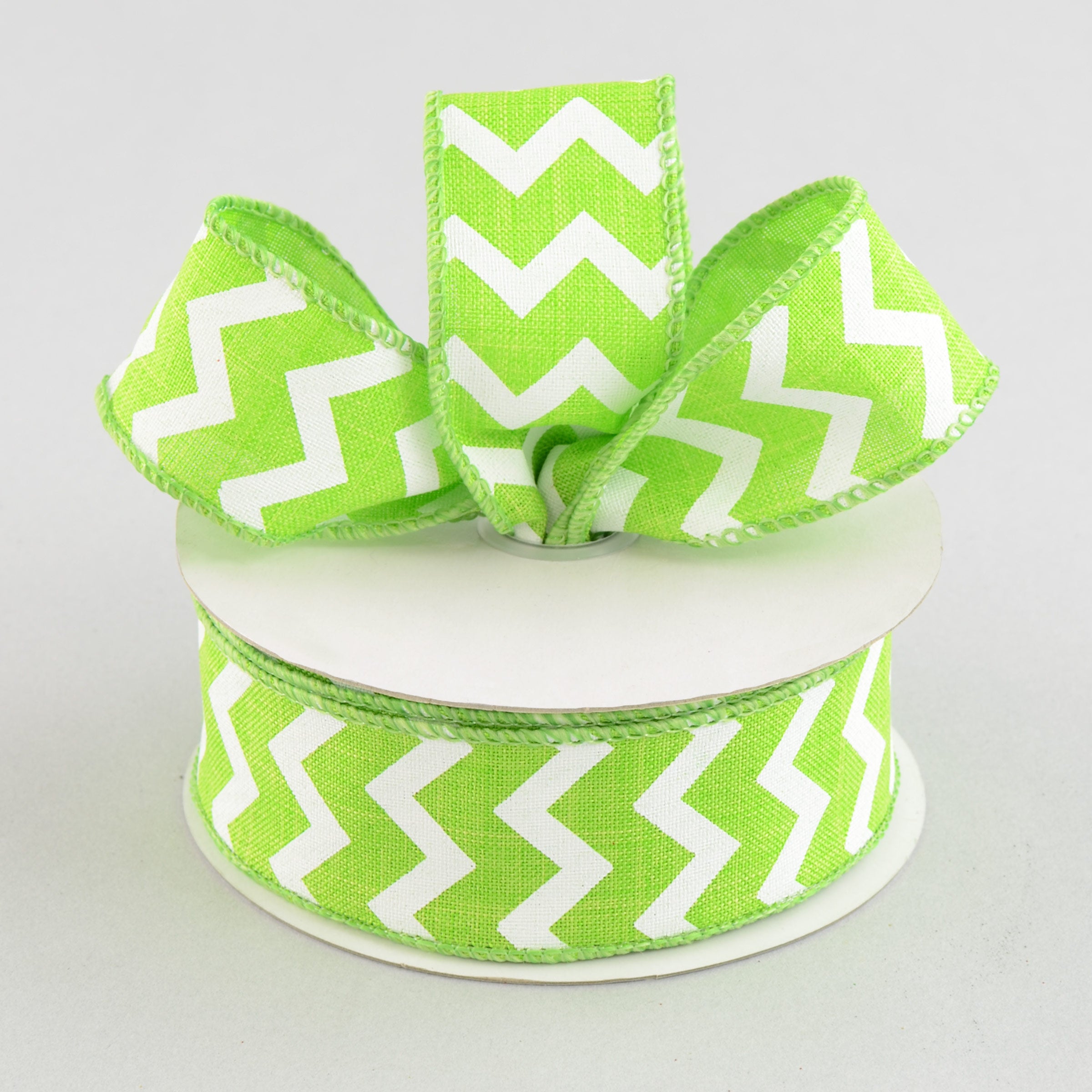 1.5" Canvas Chevron Ribbon: Lime Green & White (10 Yards) Lifestyle Photo