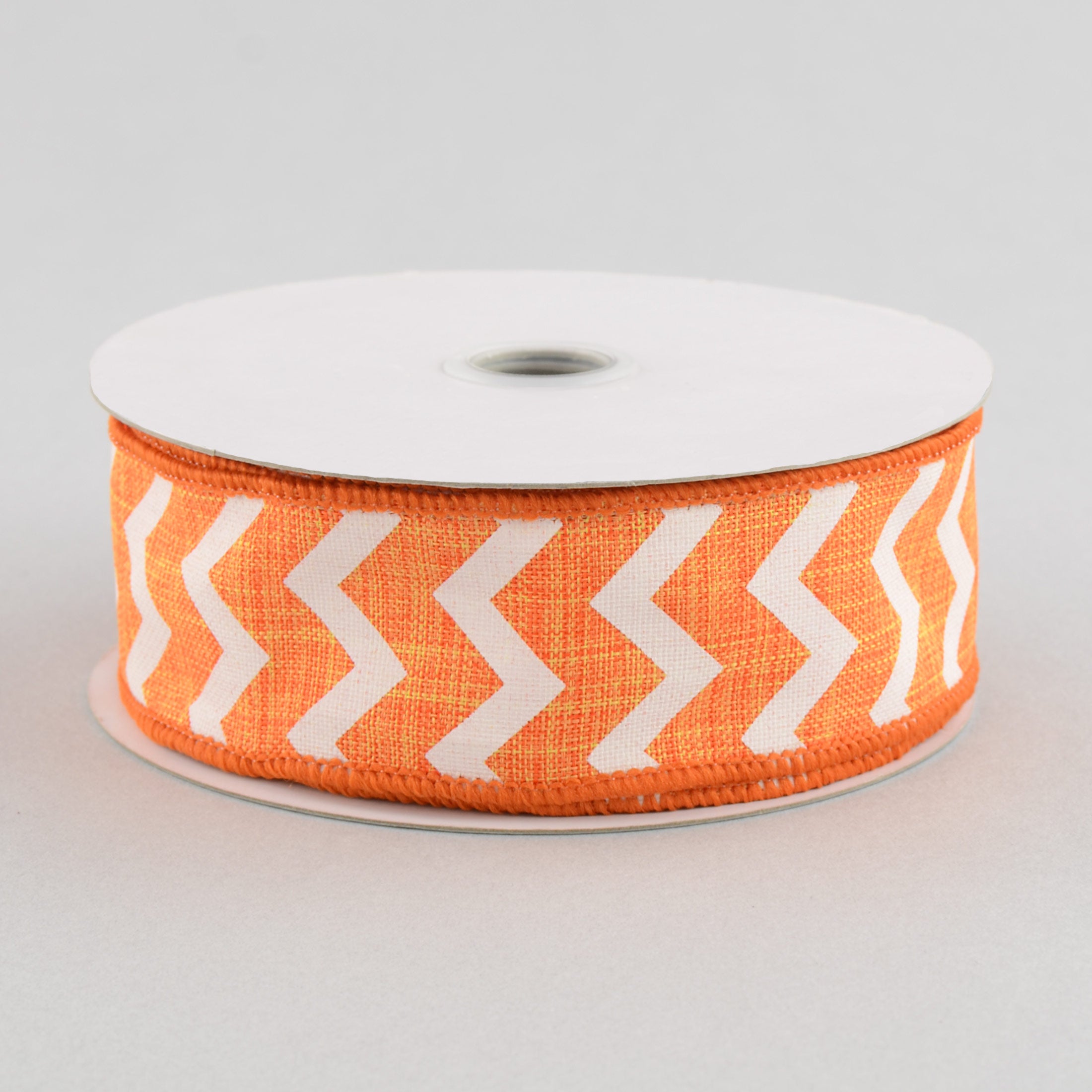 1.5" Canvas Chevron Ribbon: Orange & White (10 Yards)