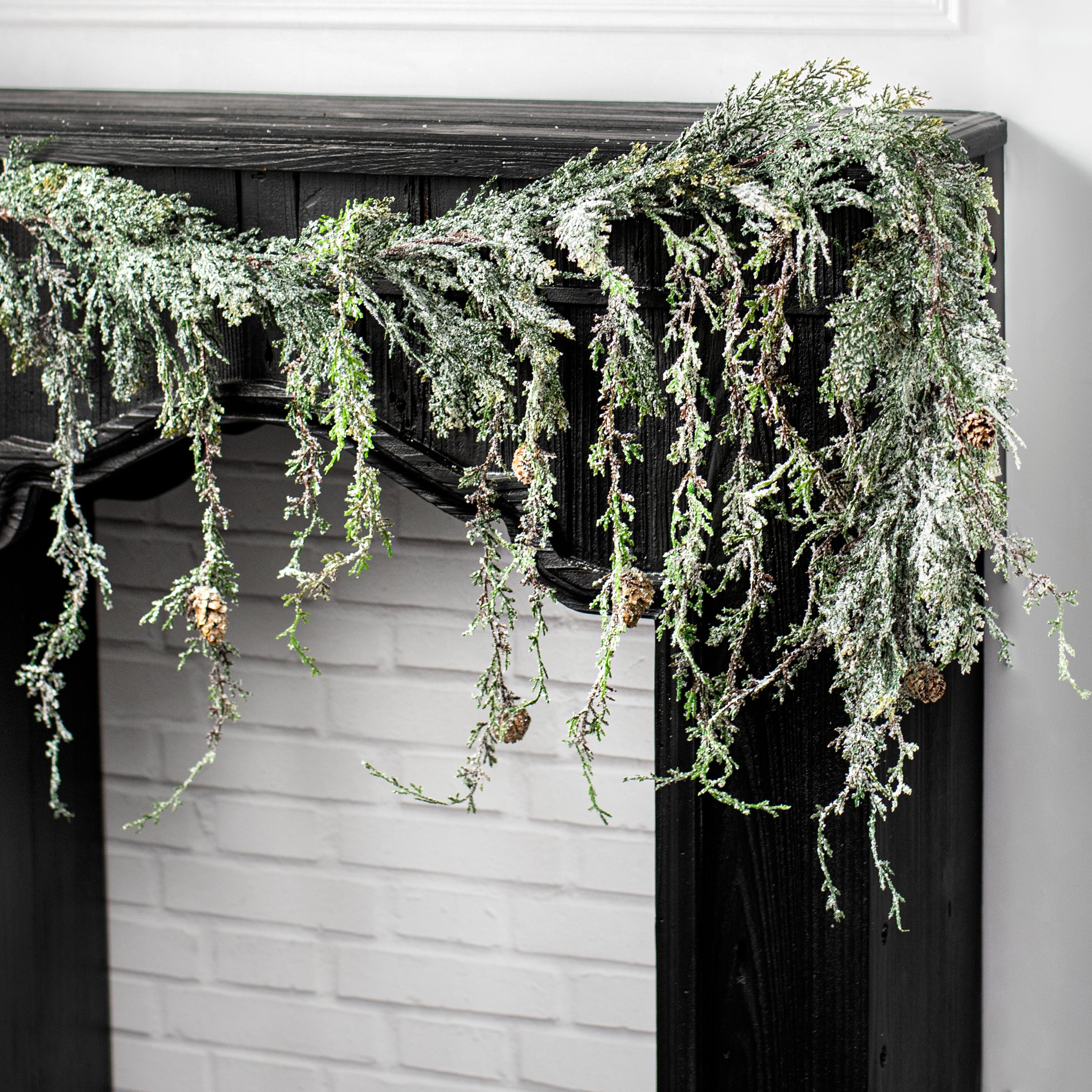 6' Cascading Iced Cedar Garland Lifestyle Photo