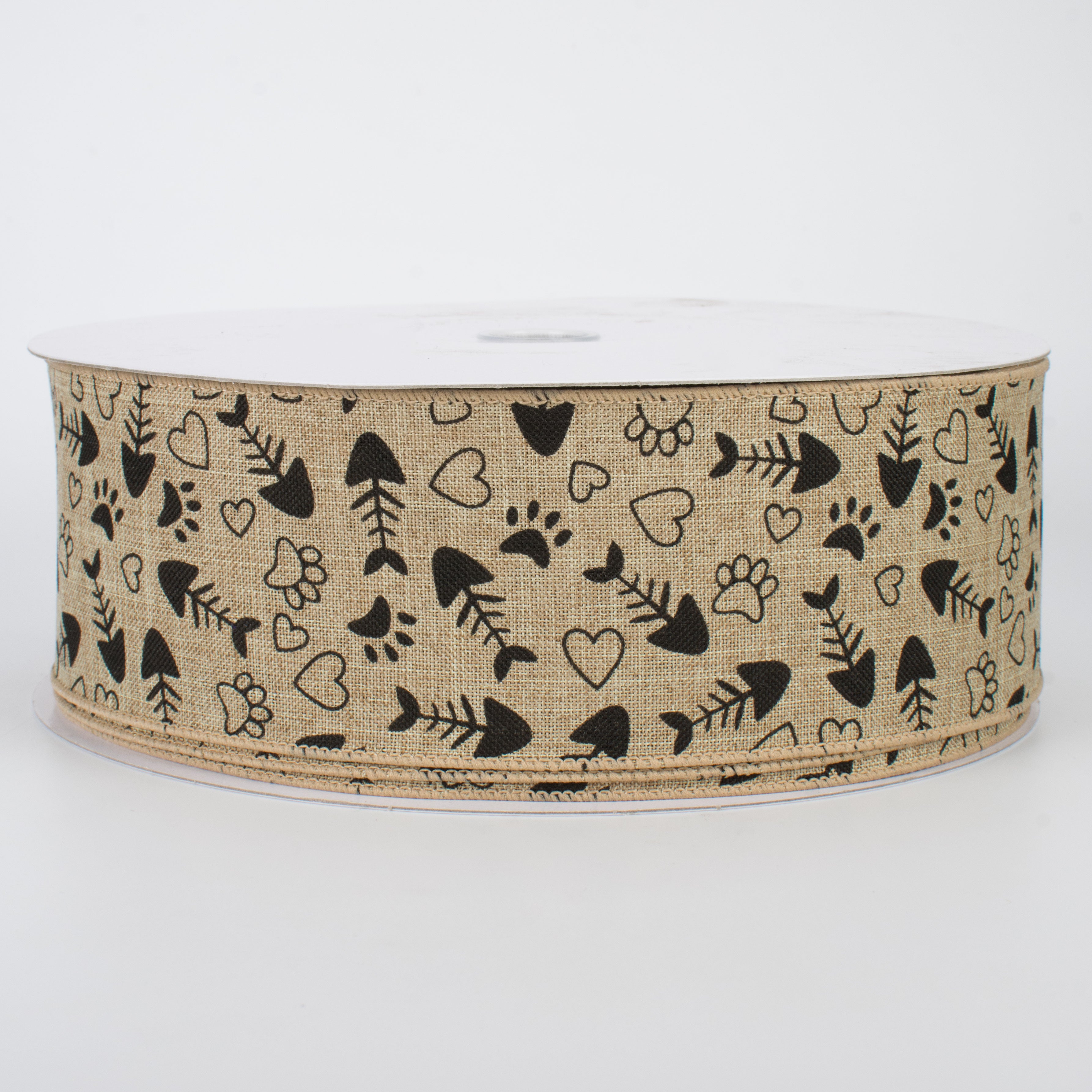 2.5" Cat Treat, Paw, Heart Ribbon (50 Yards)