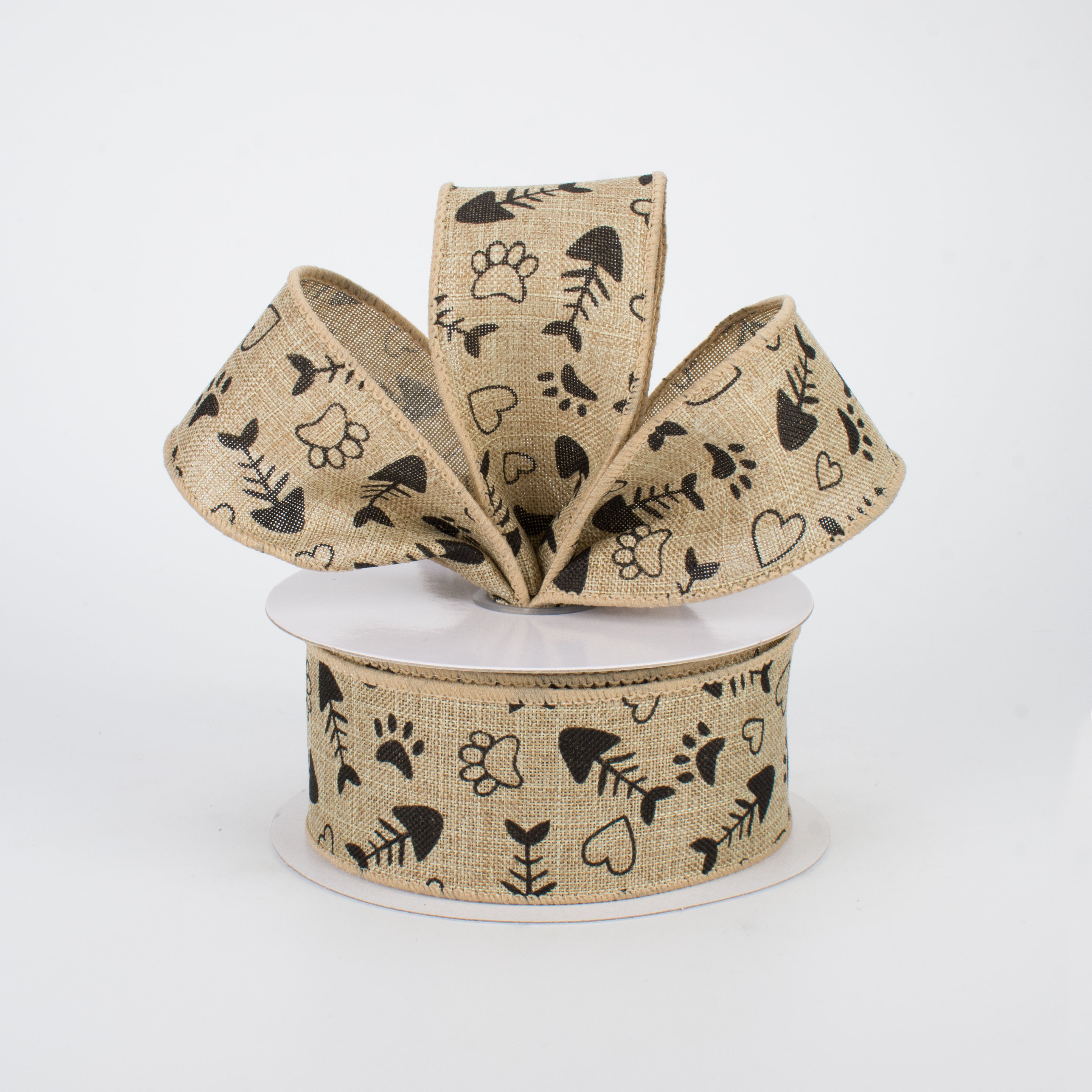 1.5" Cat Treat, Paw, Heart Ribbon (10 Yards) Lifestyle Photo