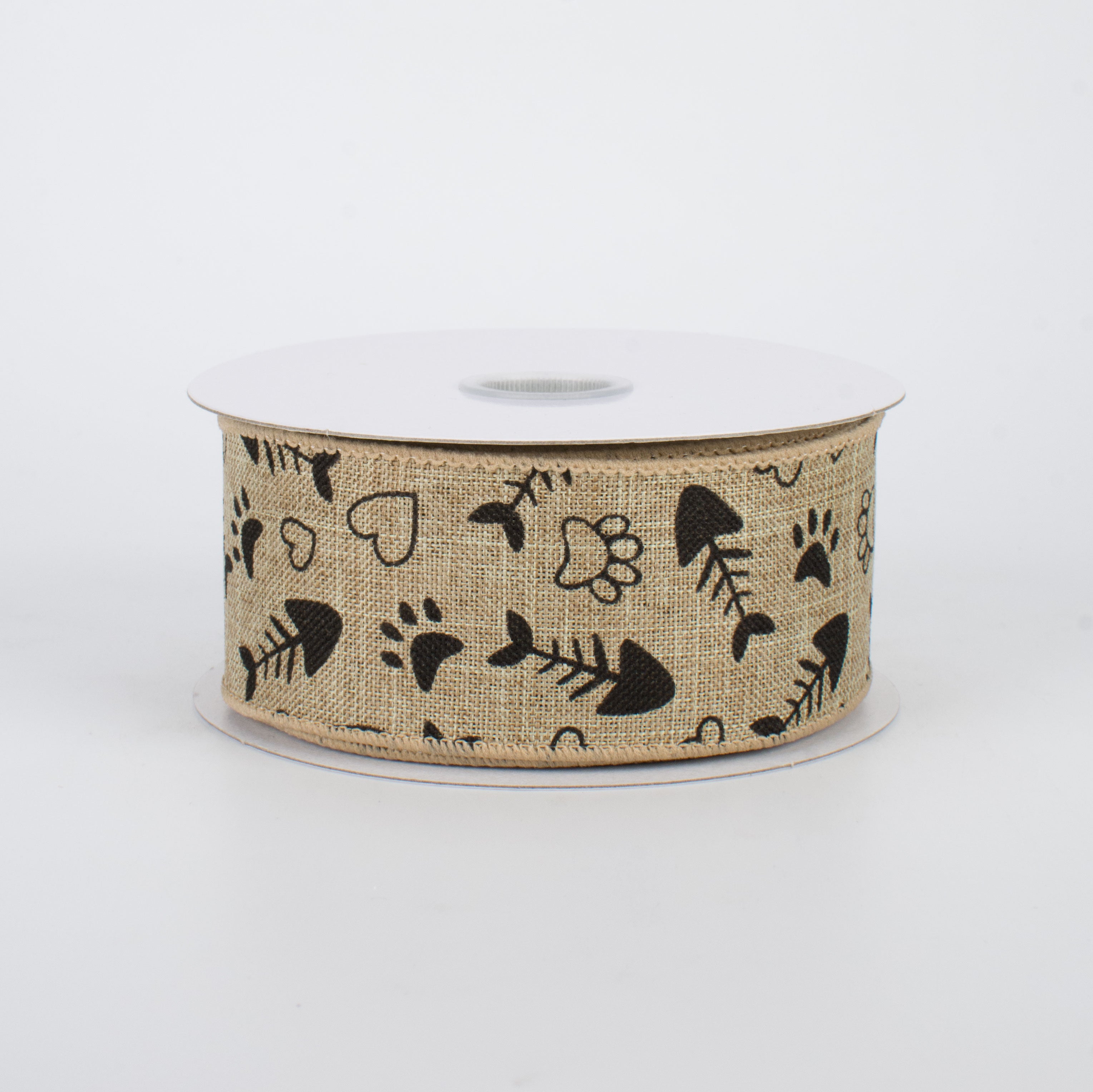 1.5" Cat Treat, Paw, Heart Ribbon (10 Yards)