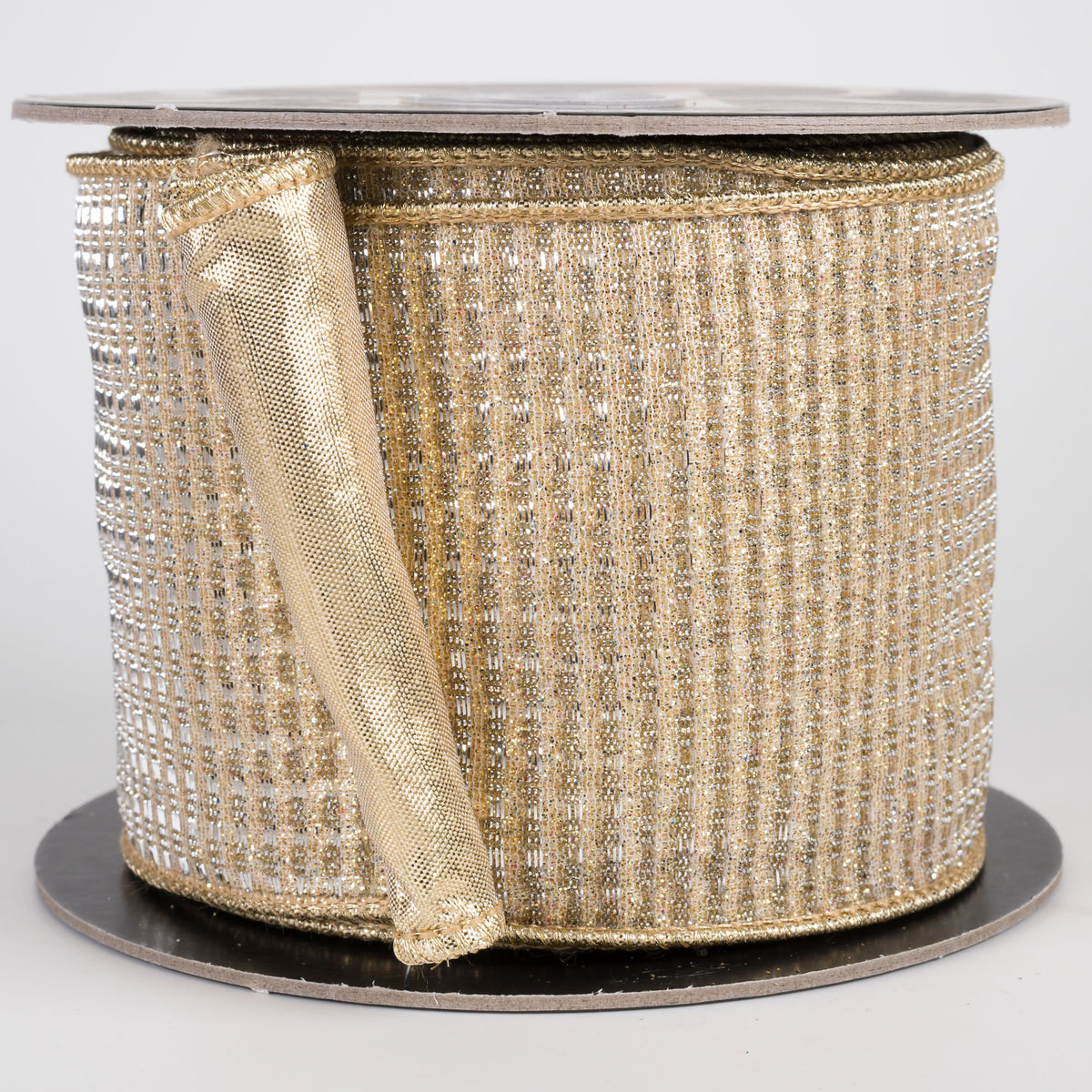 4" Champagne Shimmering Ribbon with Metallic Back: Champagne & Gold (10 Yards) Item Number: RR0049