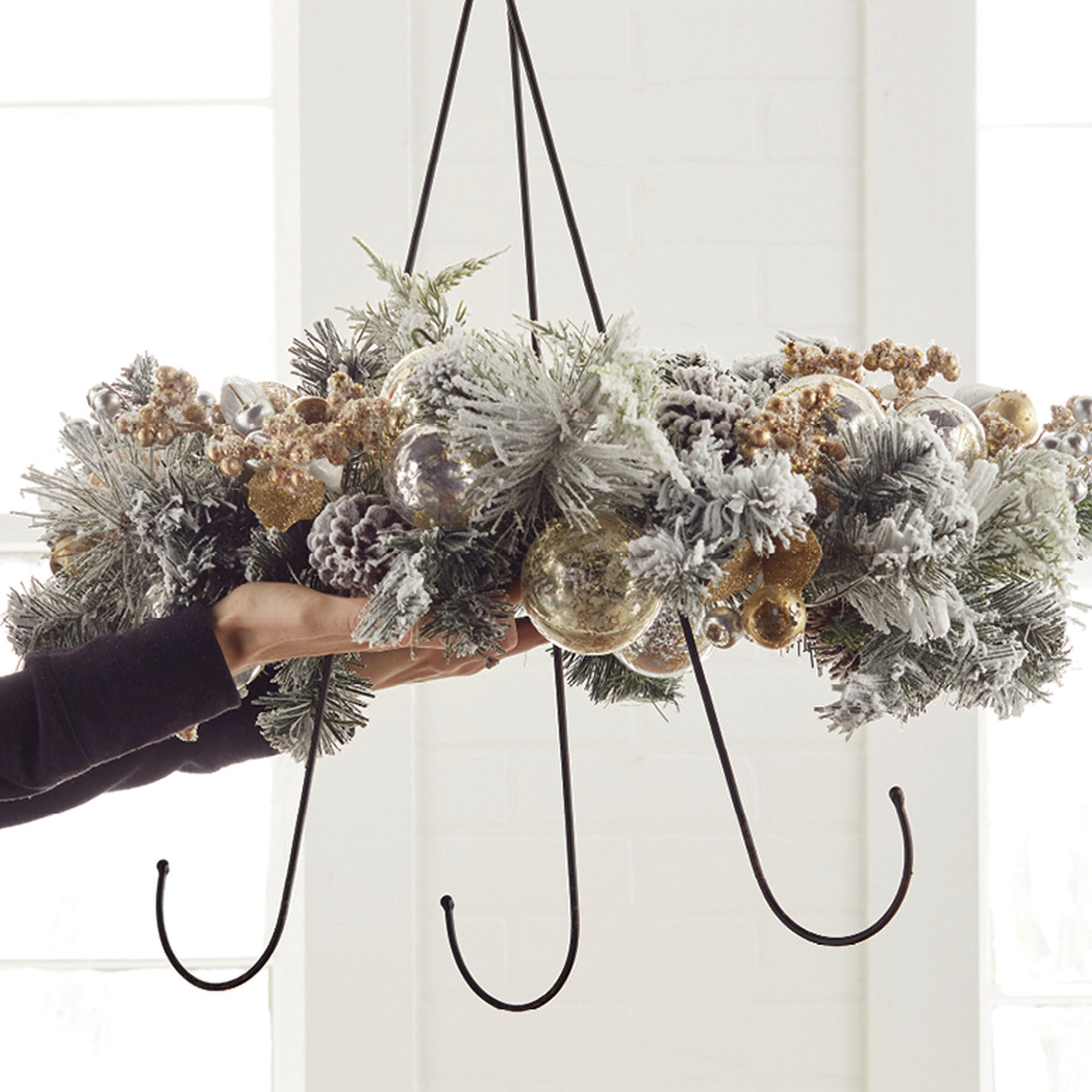 21" Chandelier Wreath Hanger: Black Lifestyle Photo