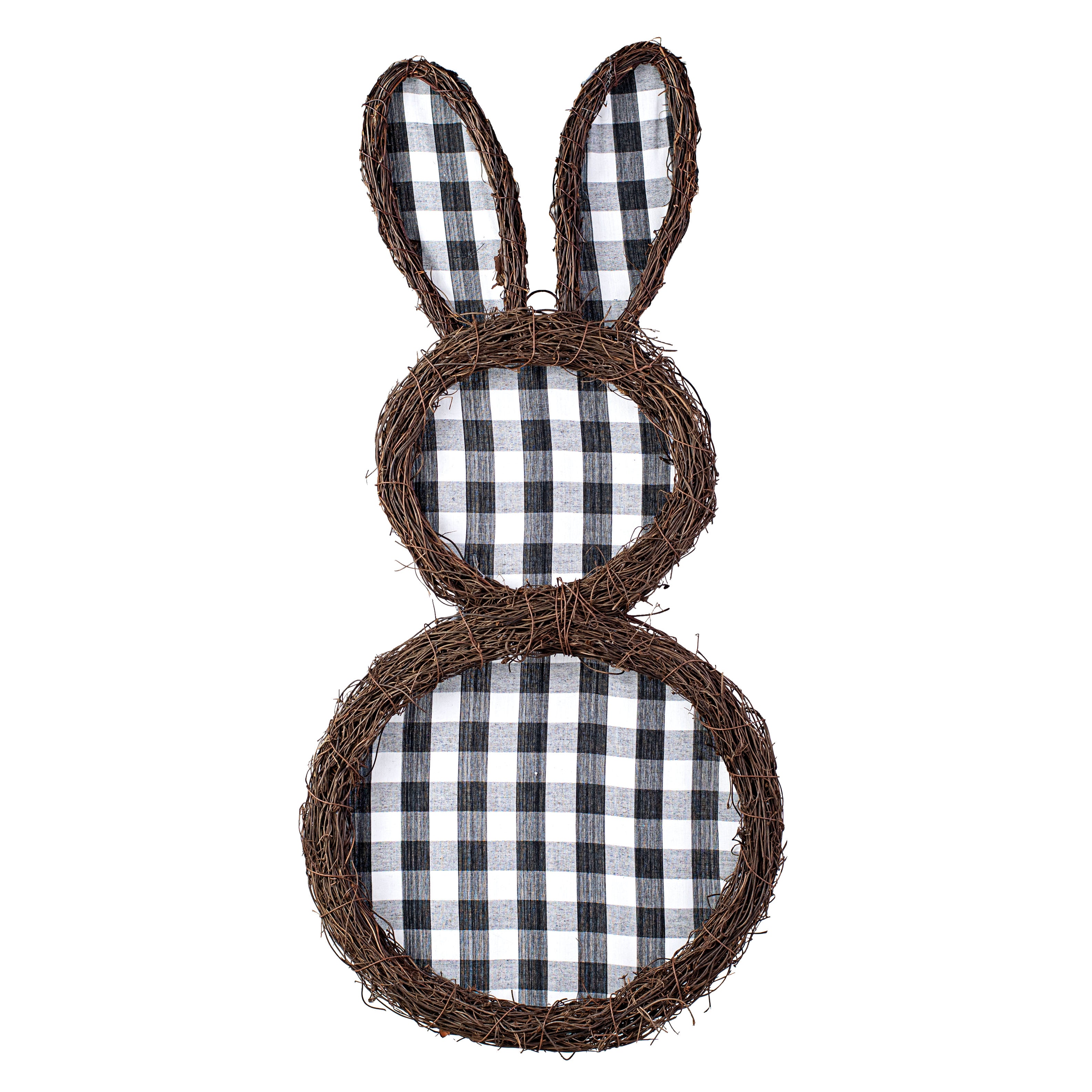 26" Check Bunny Grapevine Hanger: Black & White Item Number: MZ1971
