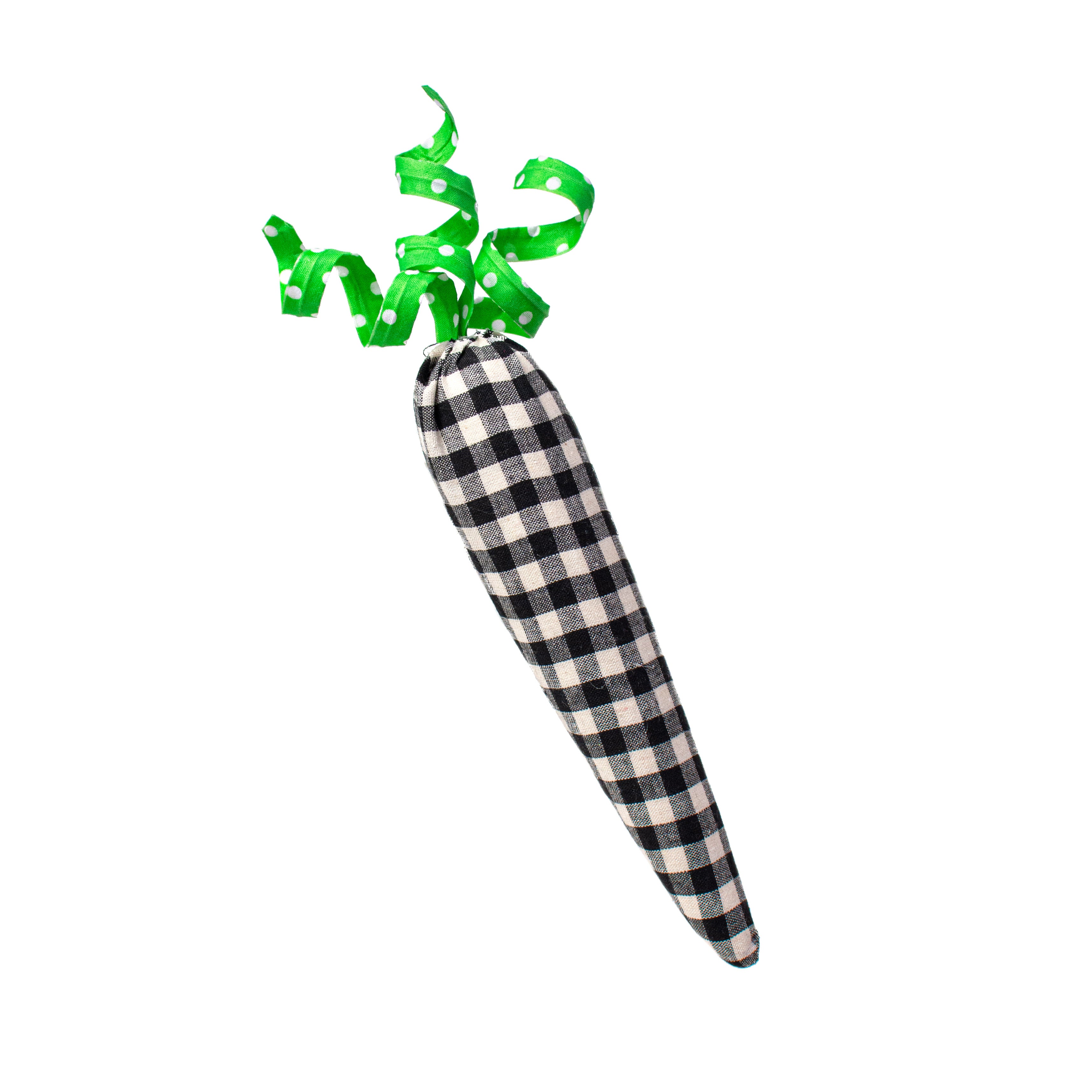 14" Check Carrot Ornament: Black Item Number: 62613BKWT