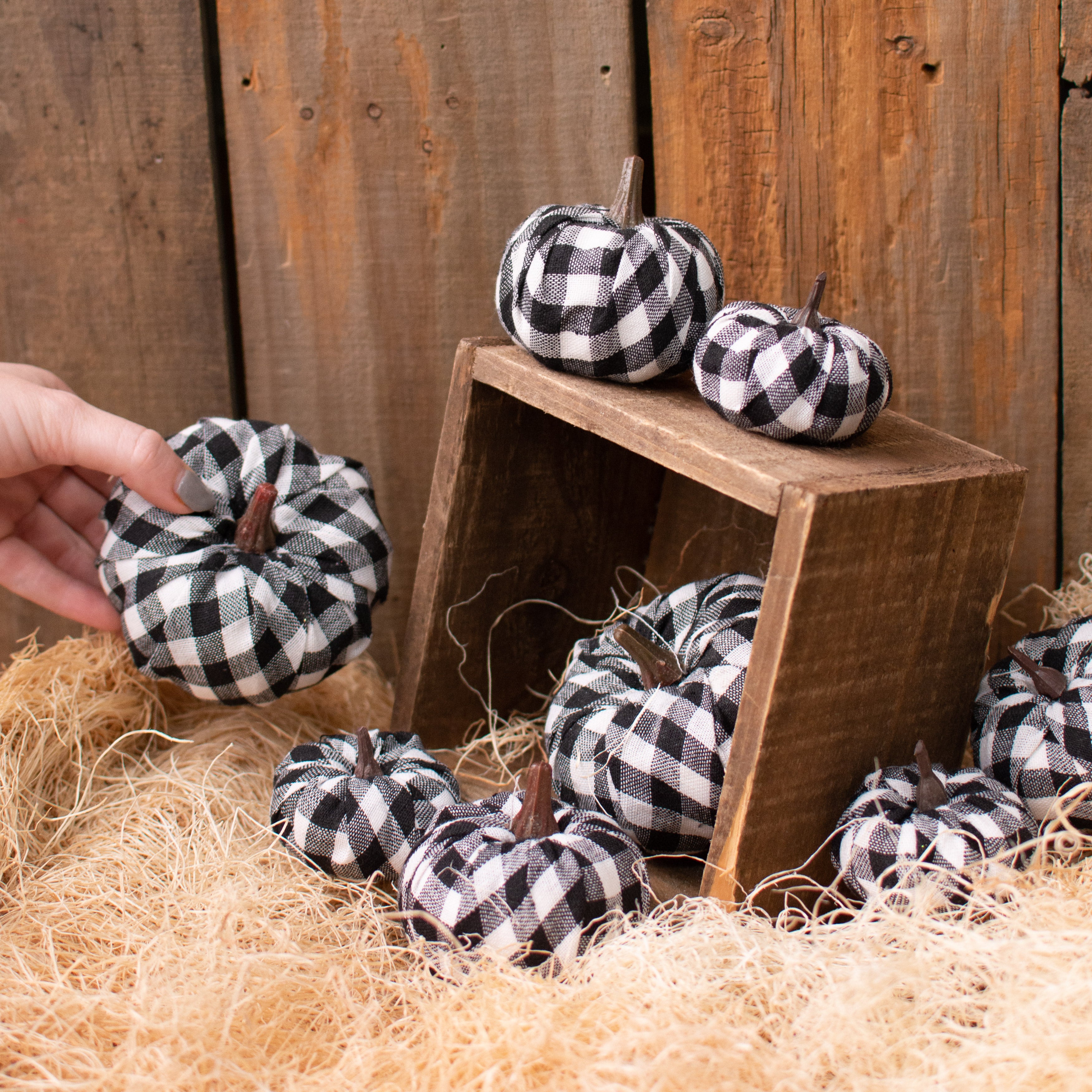 Check Fabric Pumpkins (Bag of 12) Lifestyle Photo