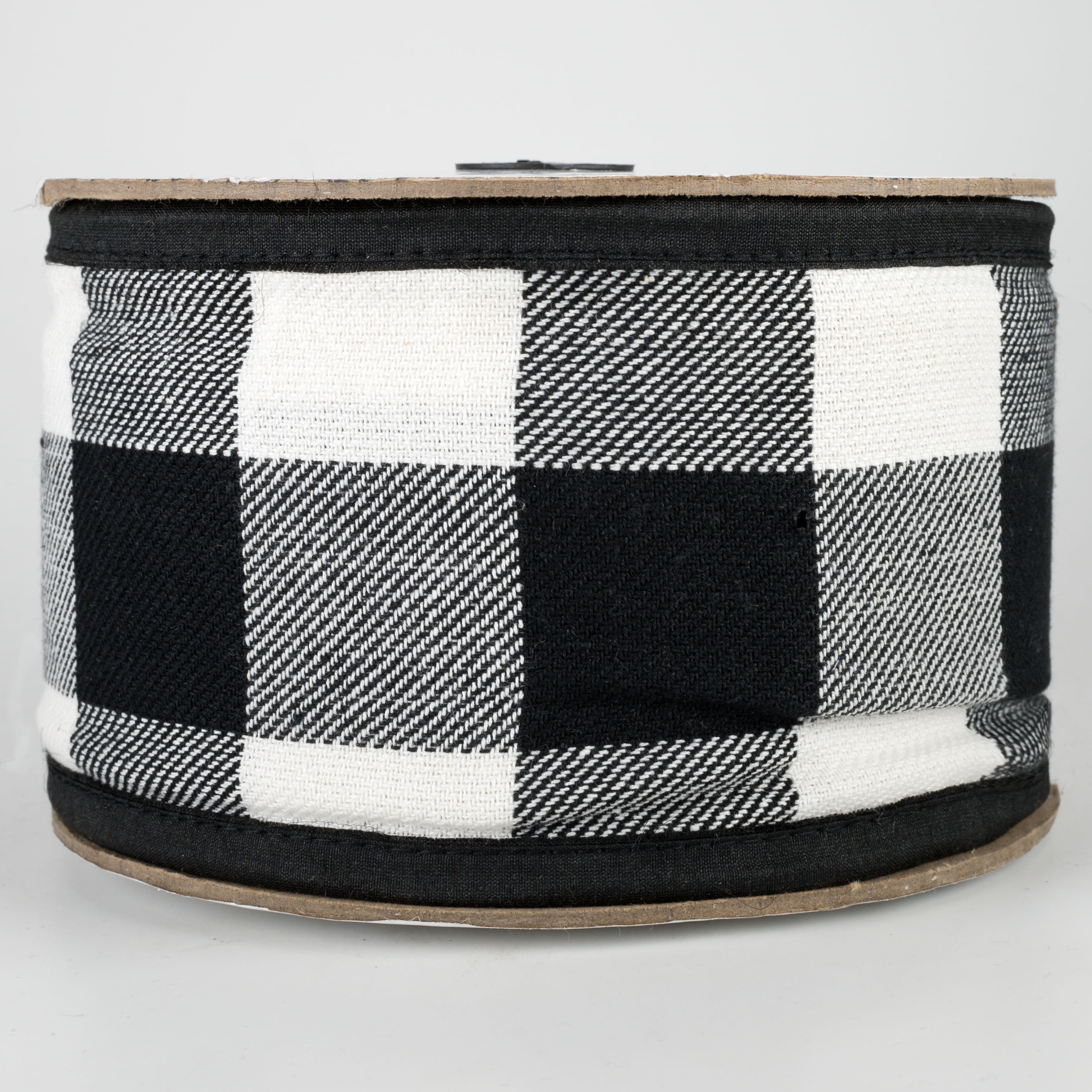 4" Check Fabric Ribbon: Black & White (10 Yards)