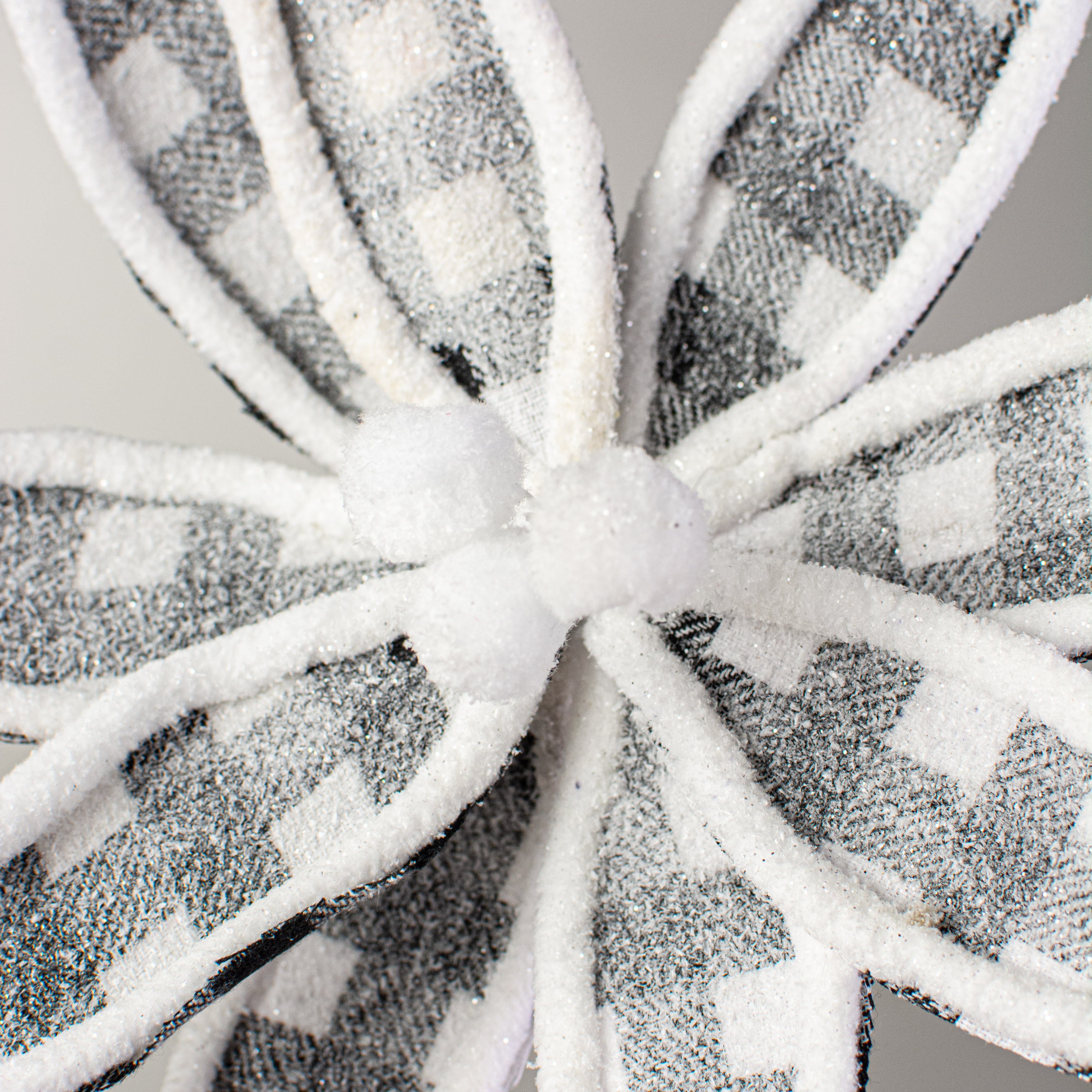 22" Check Poinsettia Piping Stem: Black & White Lifestyle Photo