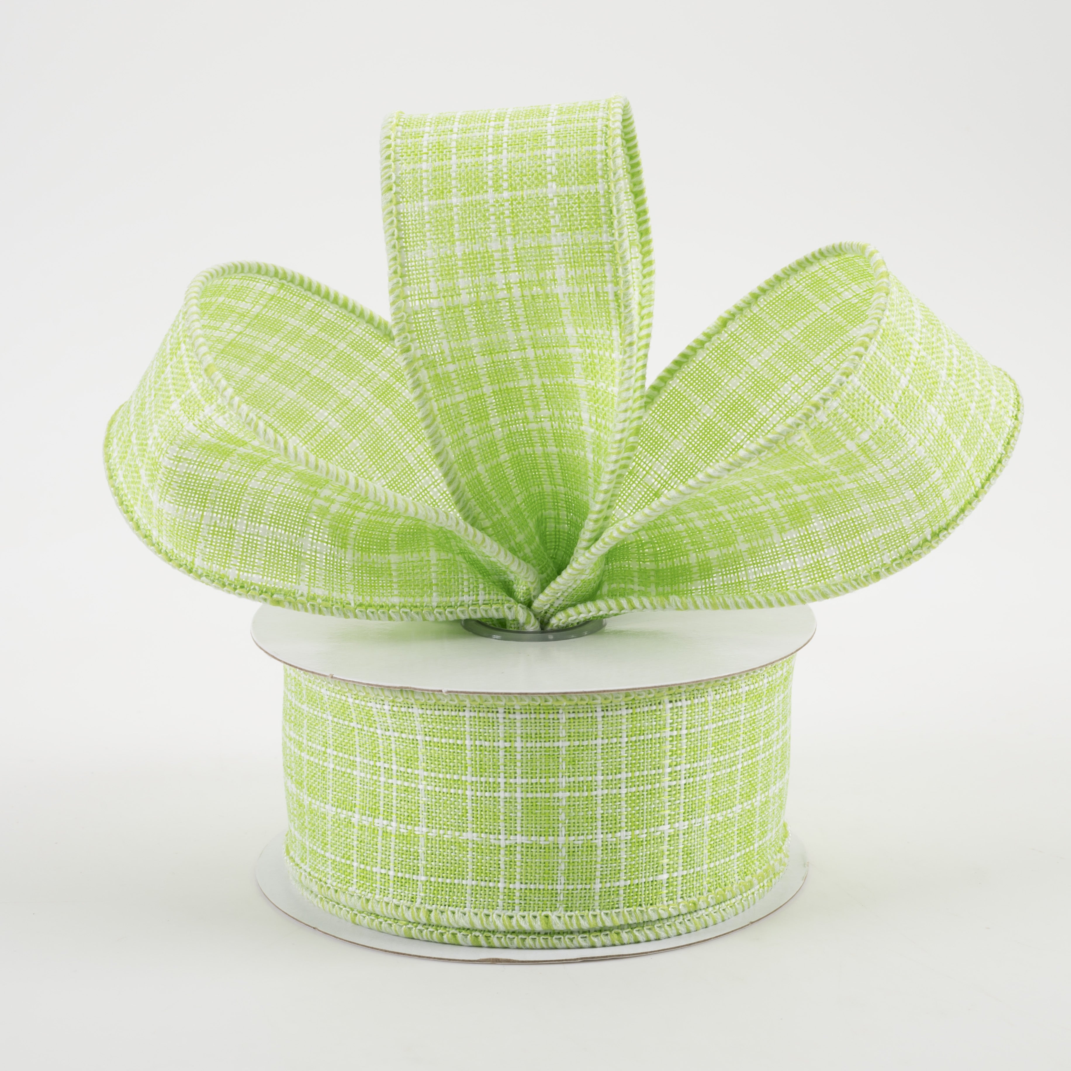 1.5" Check Royal Burlap Ribbon: Lime Green (10 Yards) Lifestyle Photo