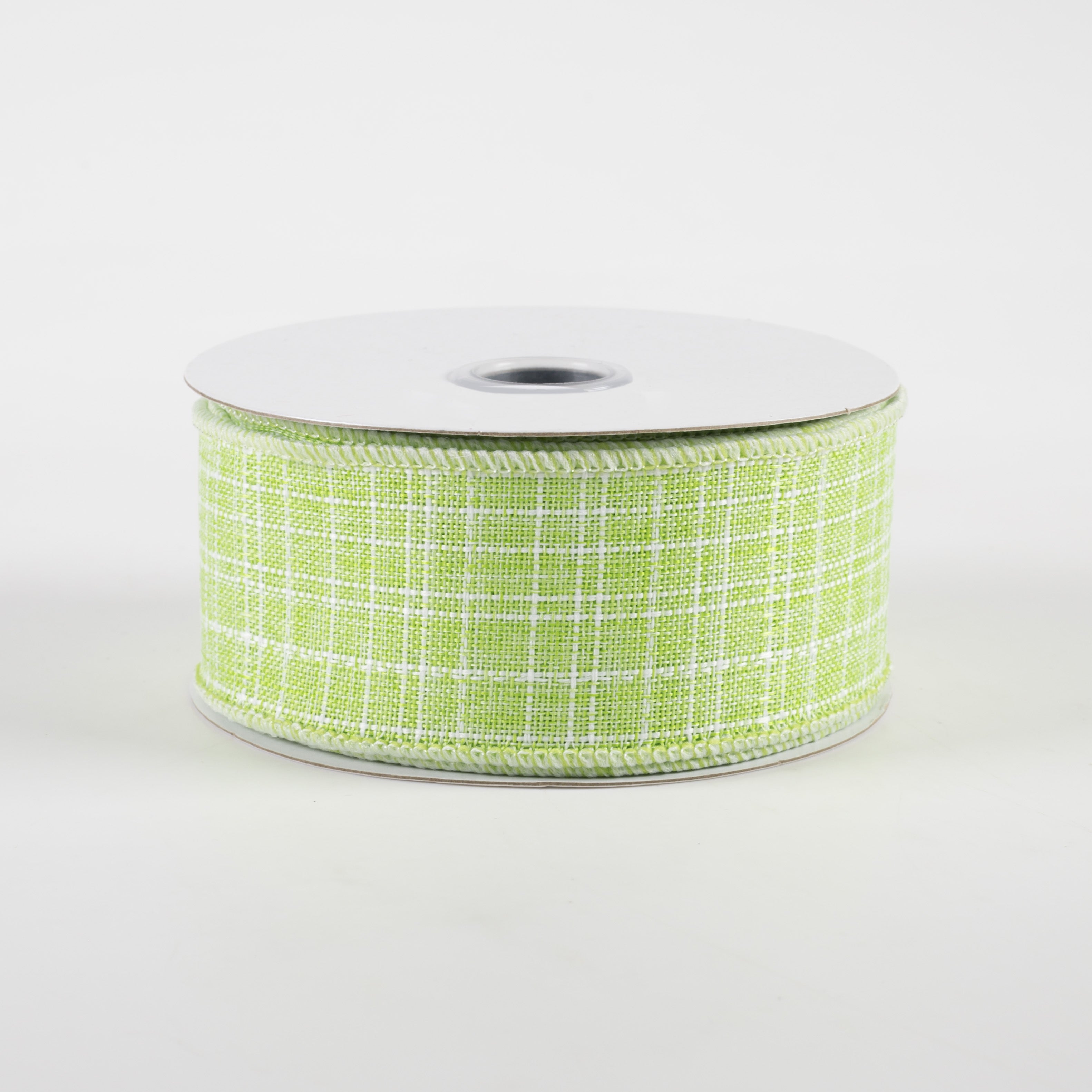 1.5" Check Royal Burlap Ribbon: Lime Green (10 Yards)