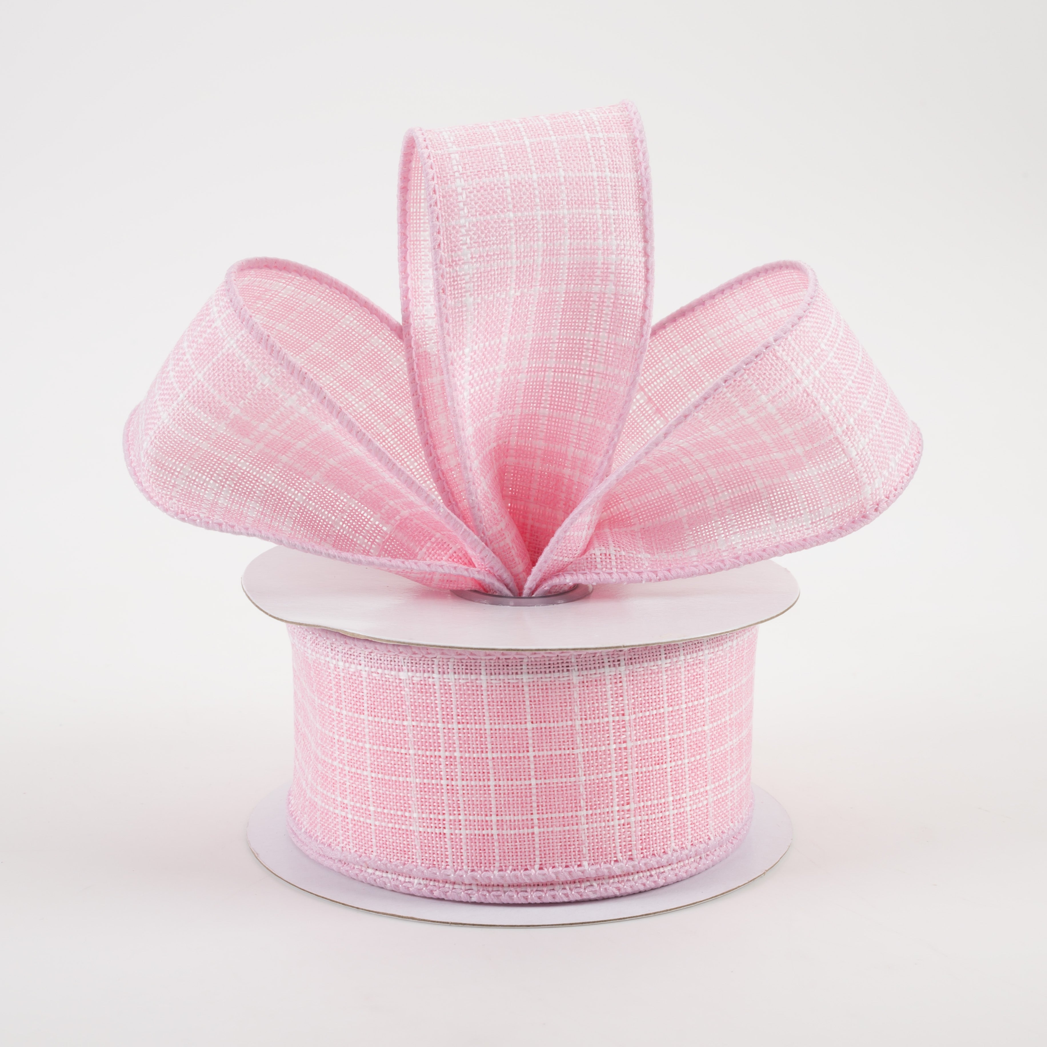 1.5" Check Royal Burlap Ribbon: Pink (10 Yards) Lifestyle Photo