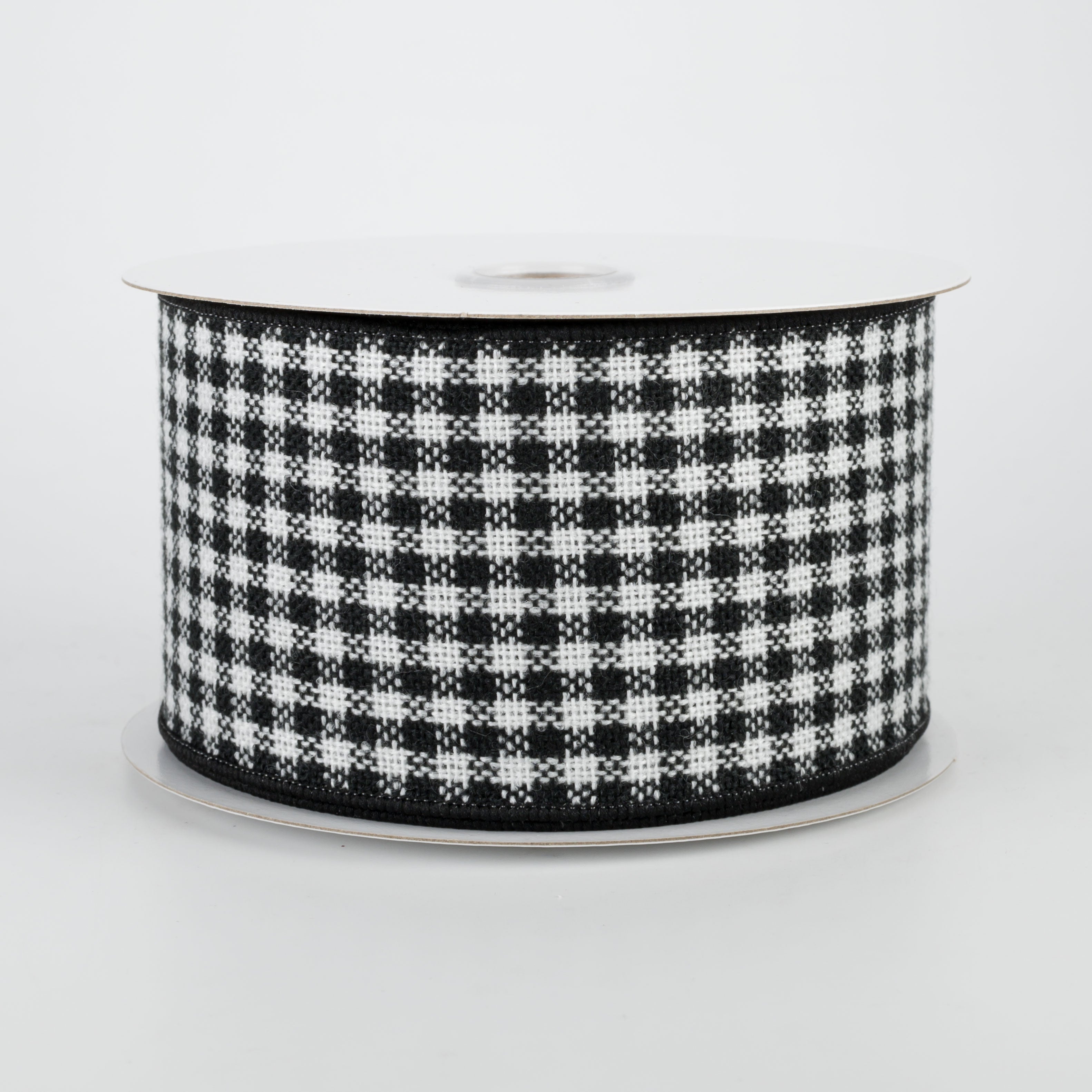 2.5" Check Woven Flannel Ribbon: Black & White (10 yards)