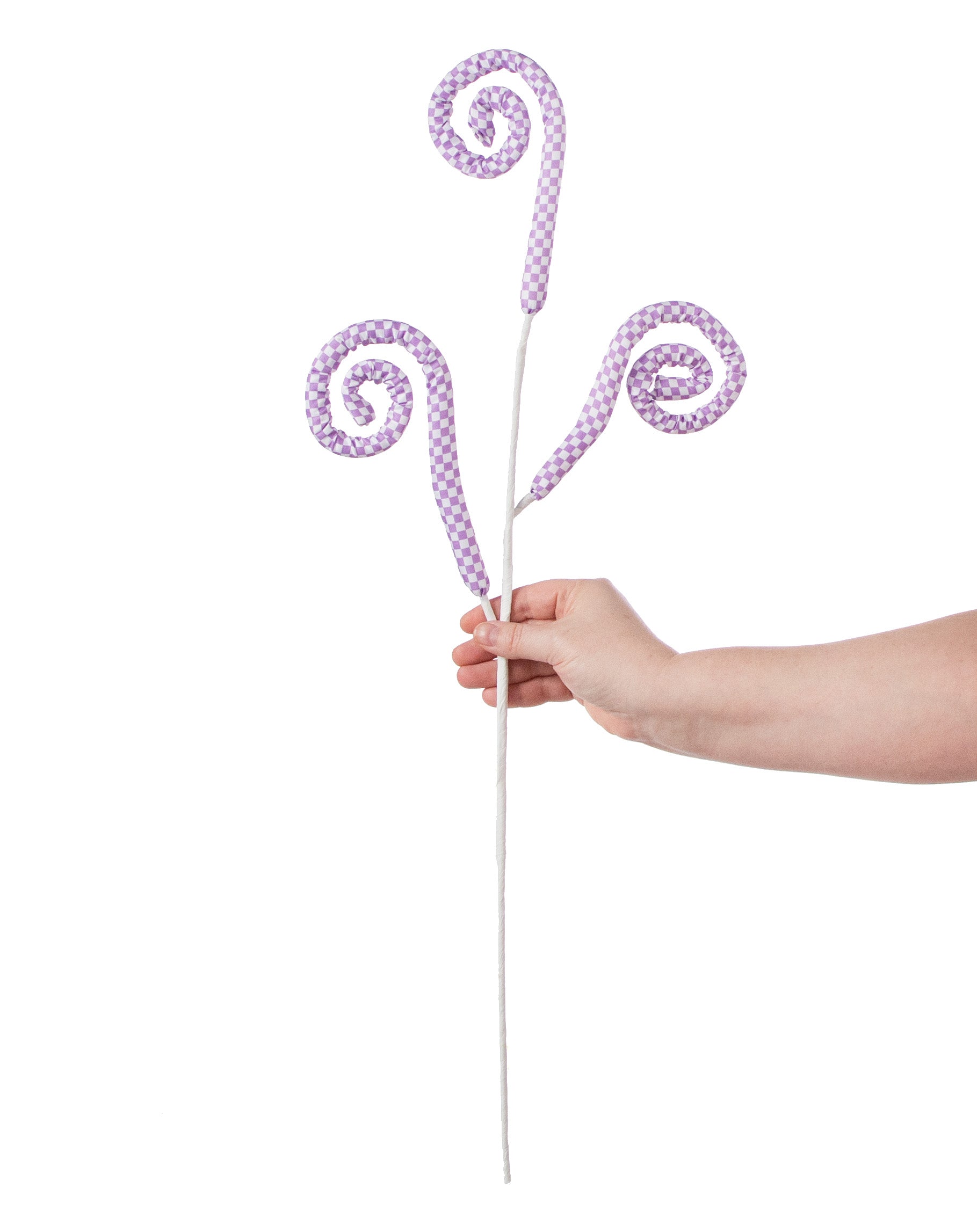 27" Checker Spiral Curl Spray: Lavender detail photo 3