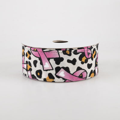 1.5" Cheetah & Pink Breast Cancer Satin Ribbon (10 Yards)