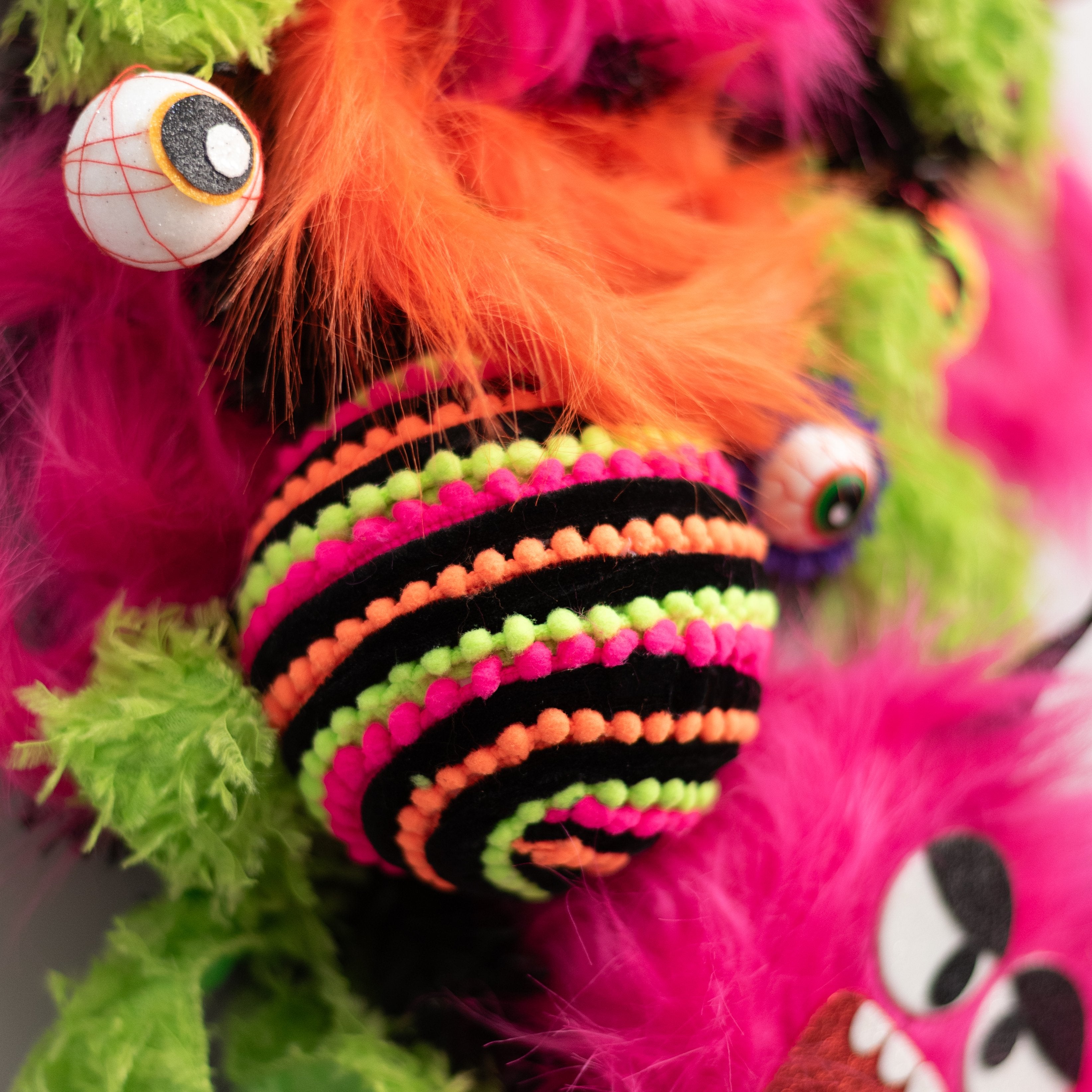 5" Chenille Pom Pom & Cording Ornament: Neon Halloween Lifestyle Photo
