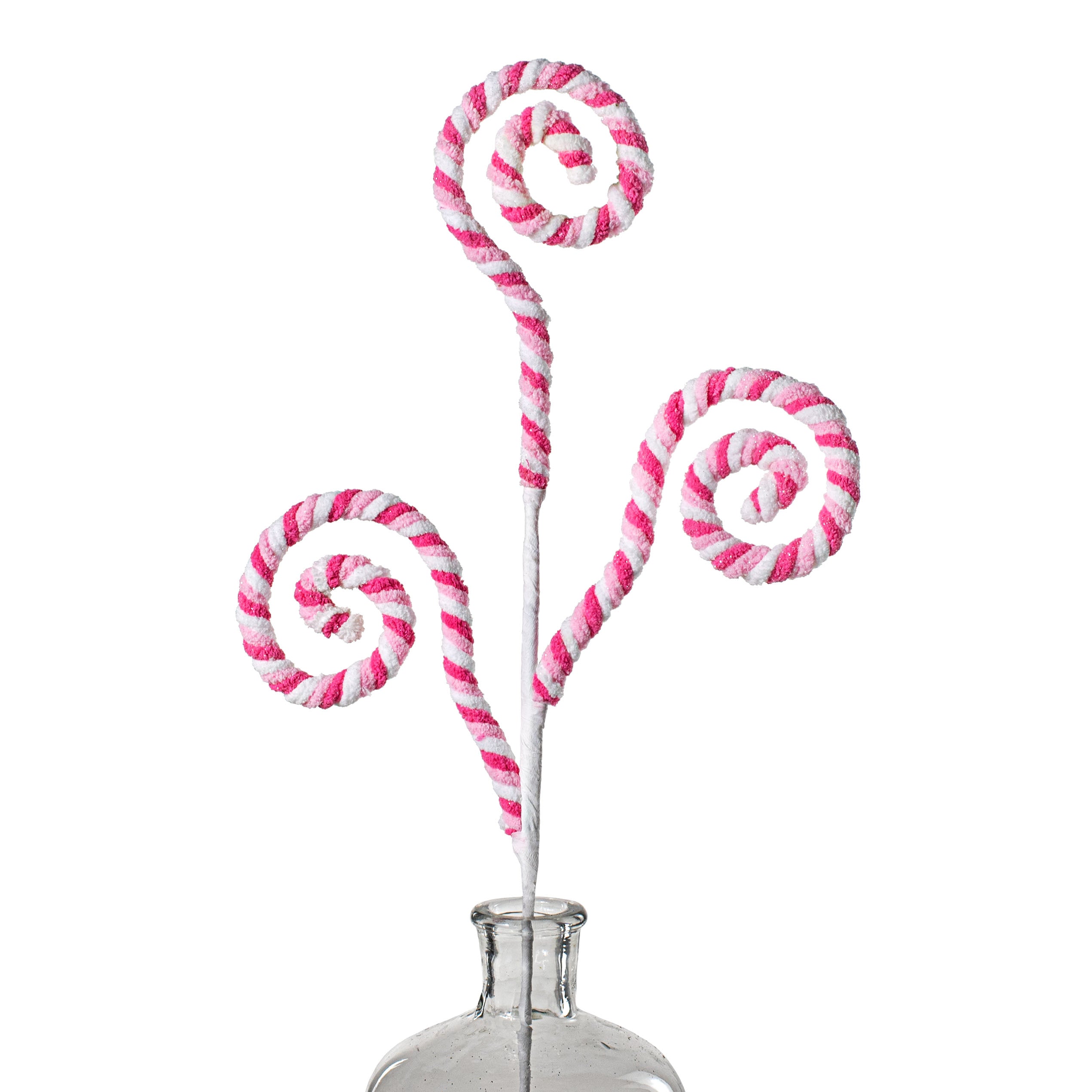 29" Chenille Spiral Curly Spray: Pink & White Item Number: 85553PKWT