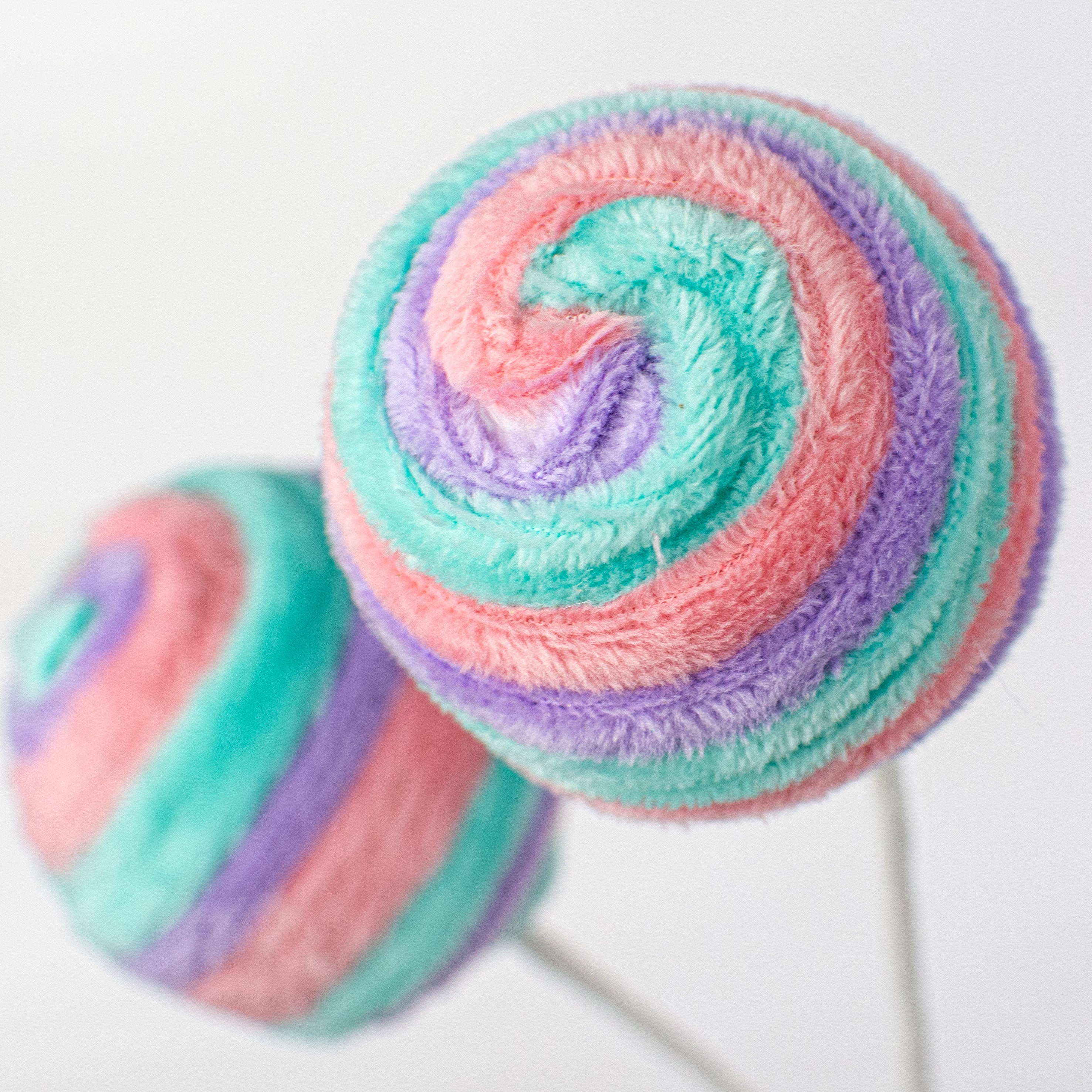 17" Chenille Stripe Ball Pick: Teal, Pink, Purple Lifestyle Photo