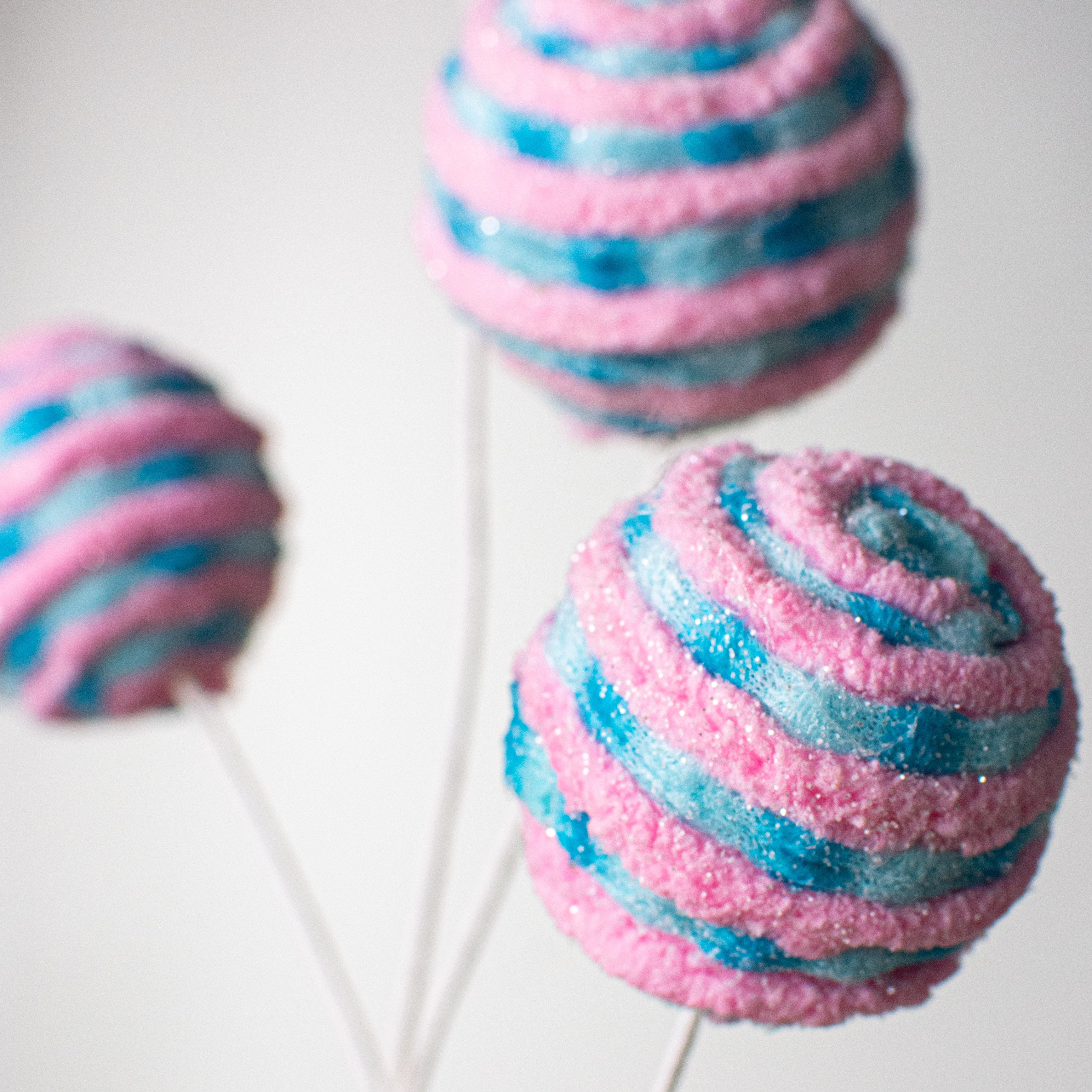 26" Chenille Twirl Ball Spray: Pink & Blue Lifestyle Photo
