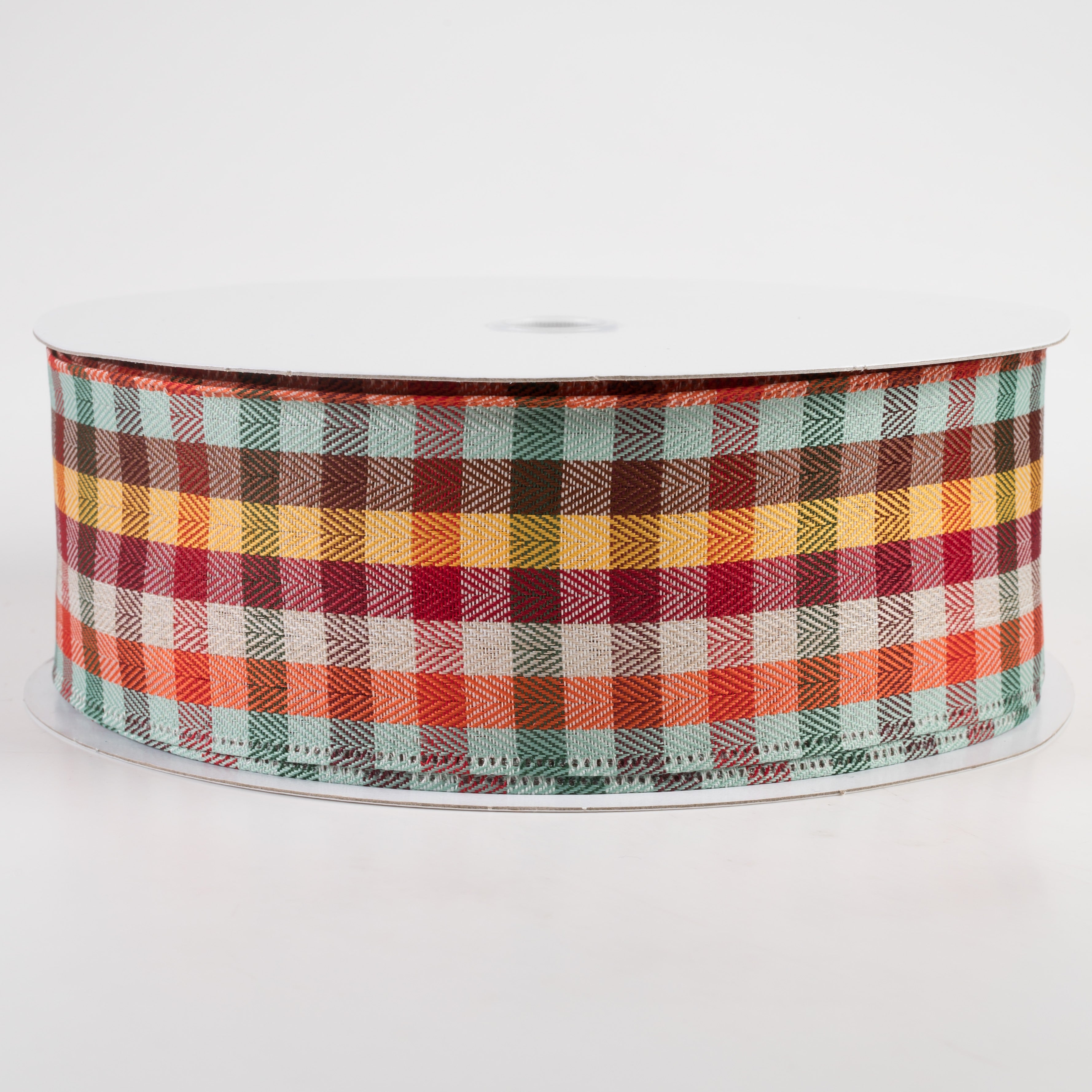 2.5" Chevron Check Plaid Ribbon: Teal Fall (50 Yards)