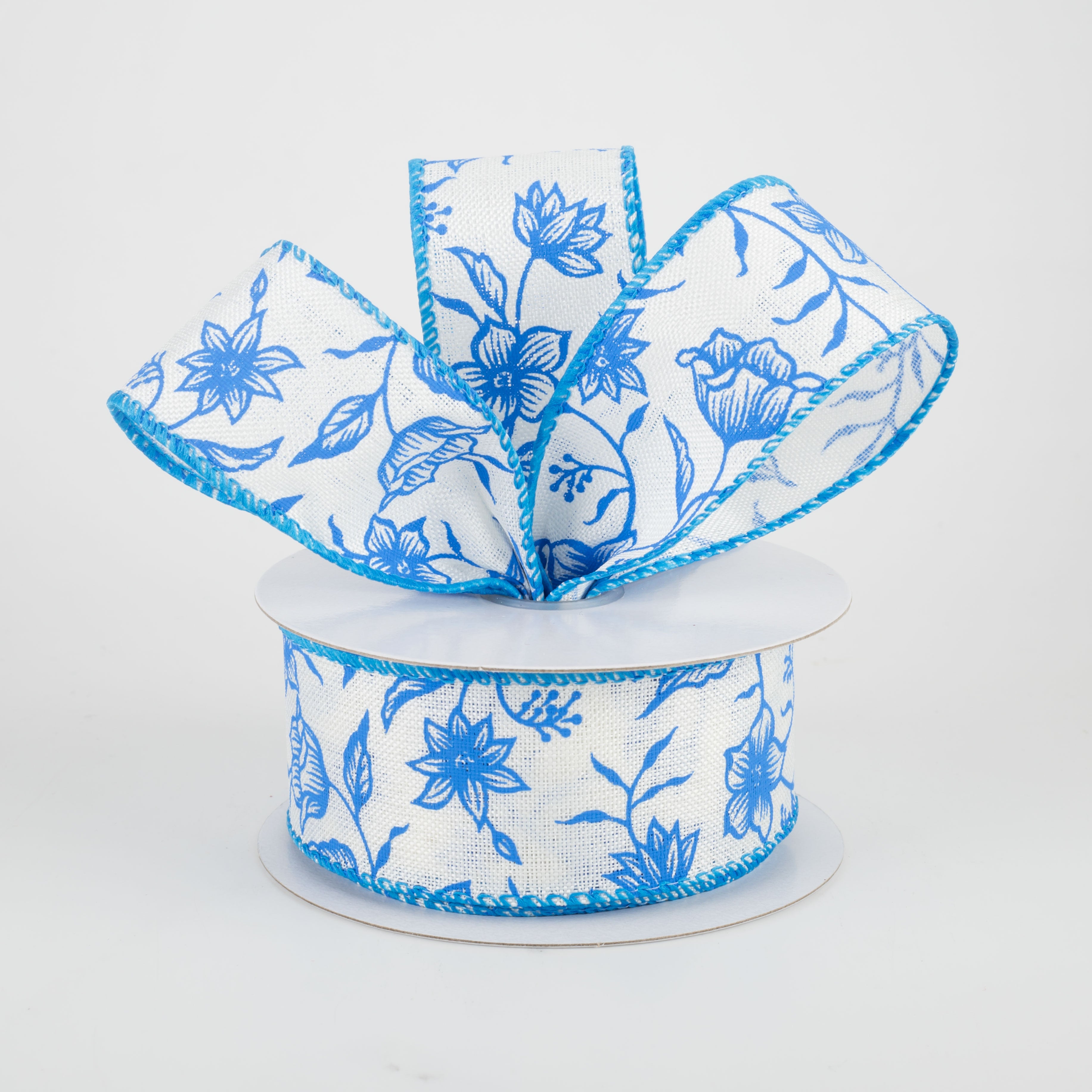 1.5" China Print Blue Flowers Ribbon (10 Yards) Lifestyle Photo