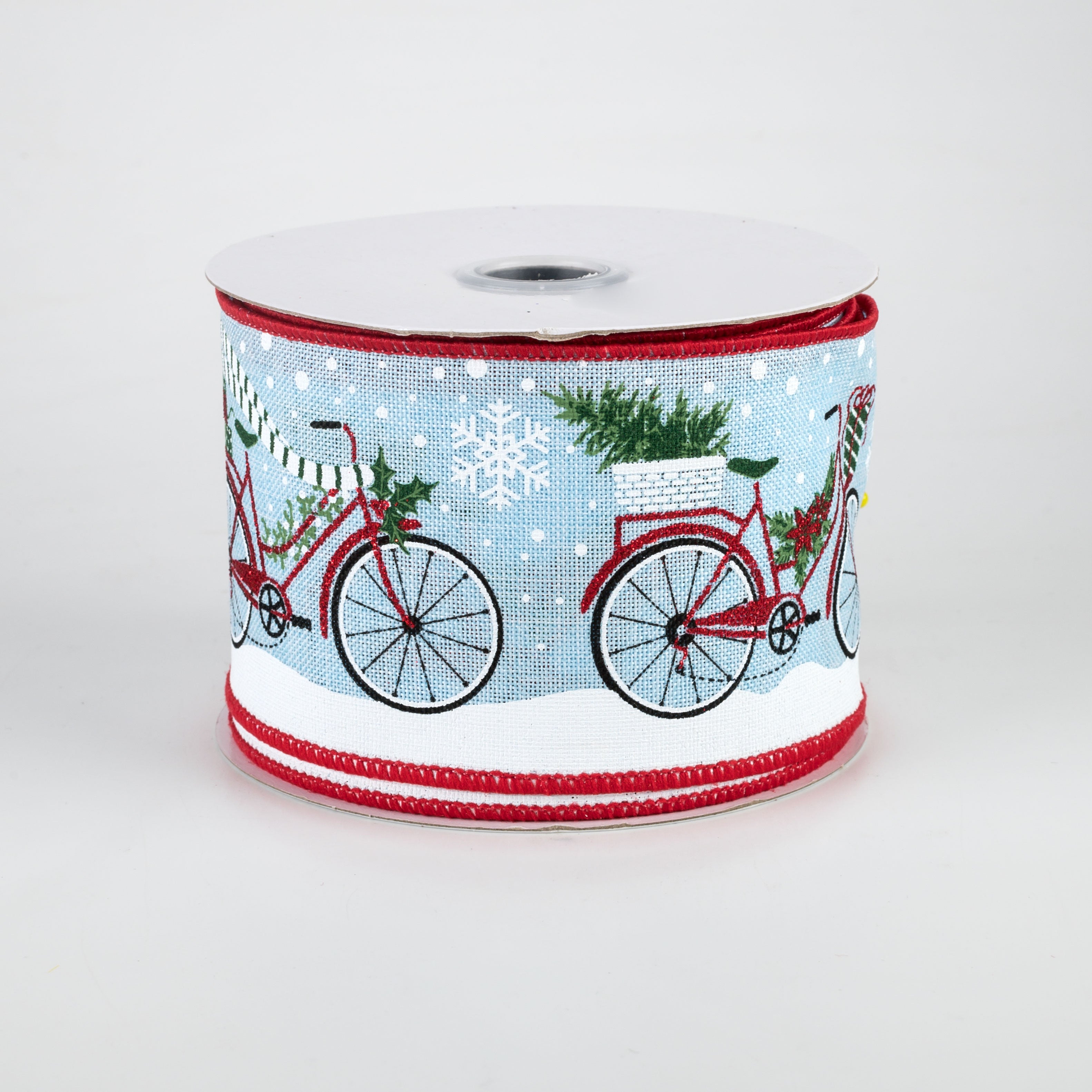 2.5" Christmas Bicycle Ribbon: Light Blue (10 Yards)