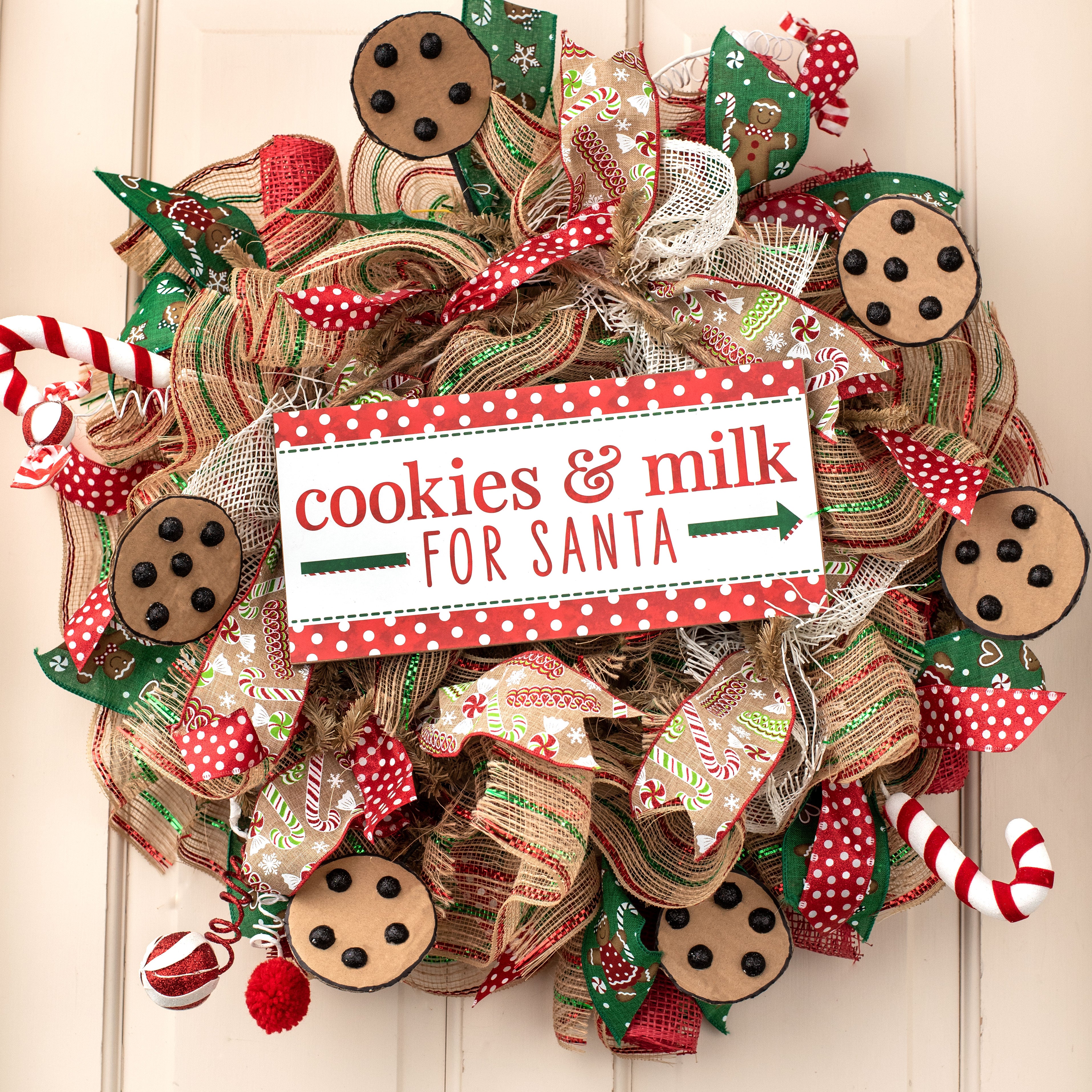 2.5" Christmas Candy Ribbon: Light Beige (10 Yards) detail photo 3