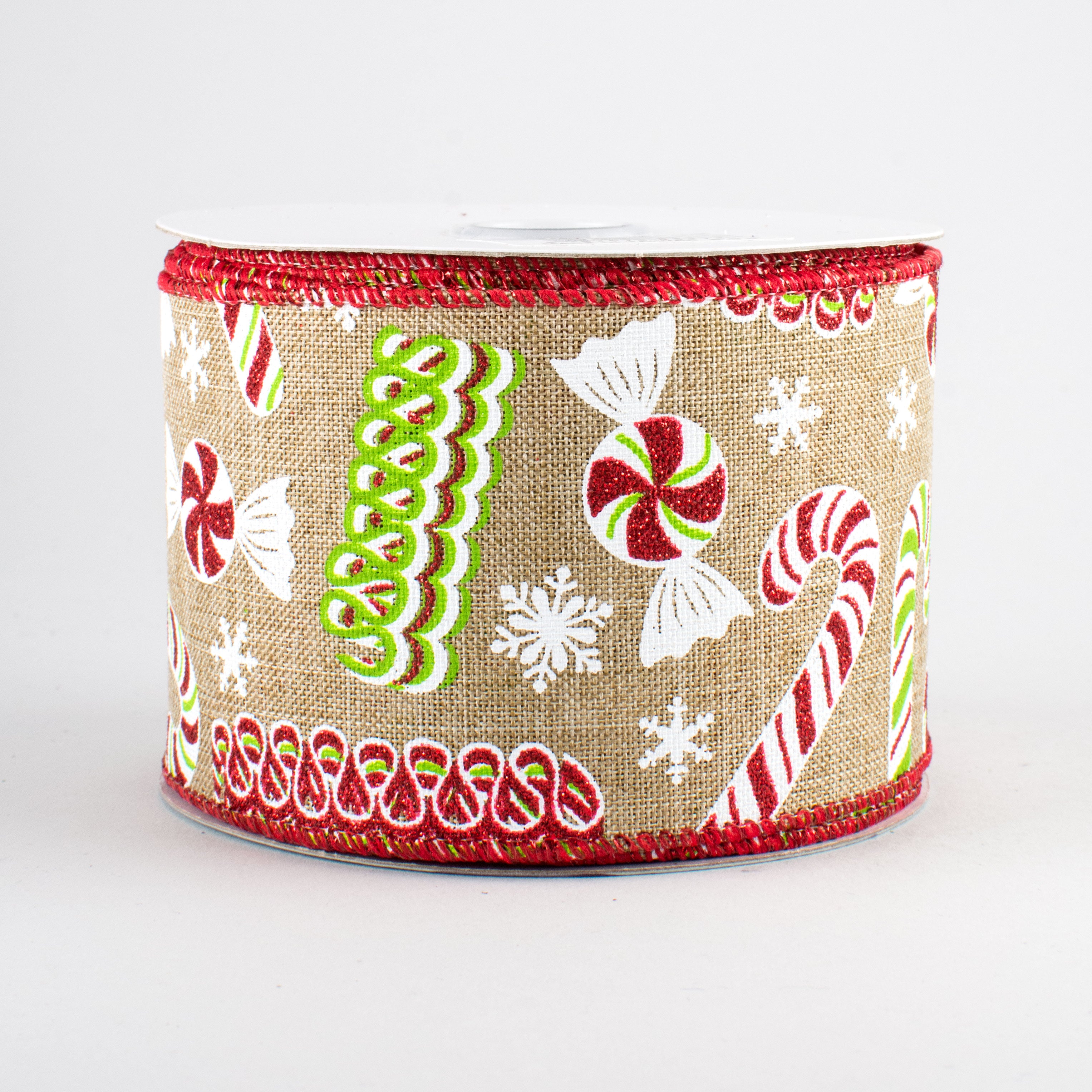 2.5" Christmas Candy Ribbon: Light Beige (10 Yards)