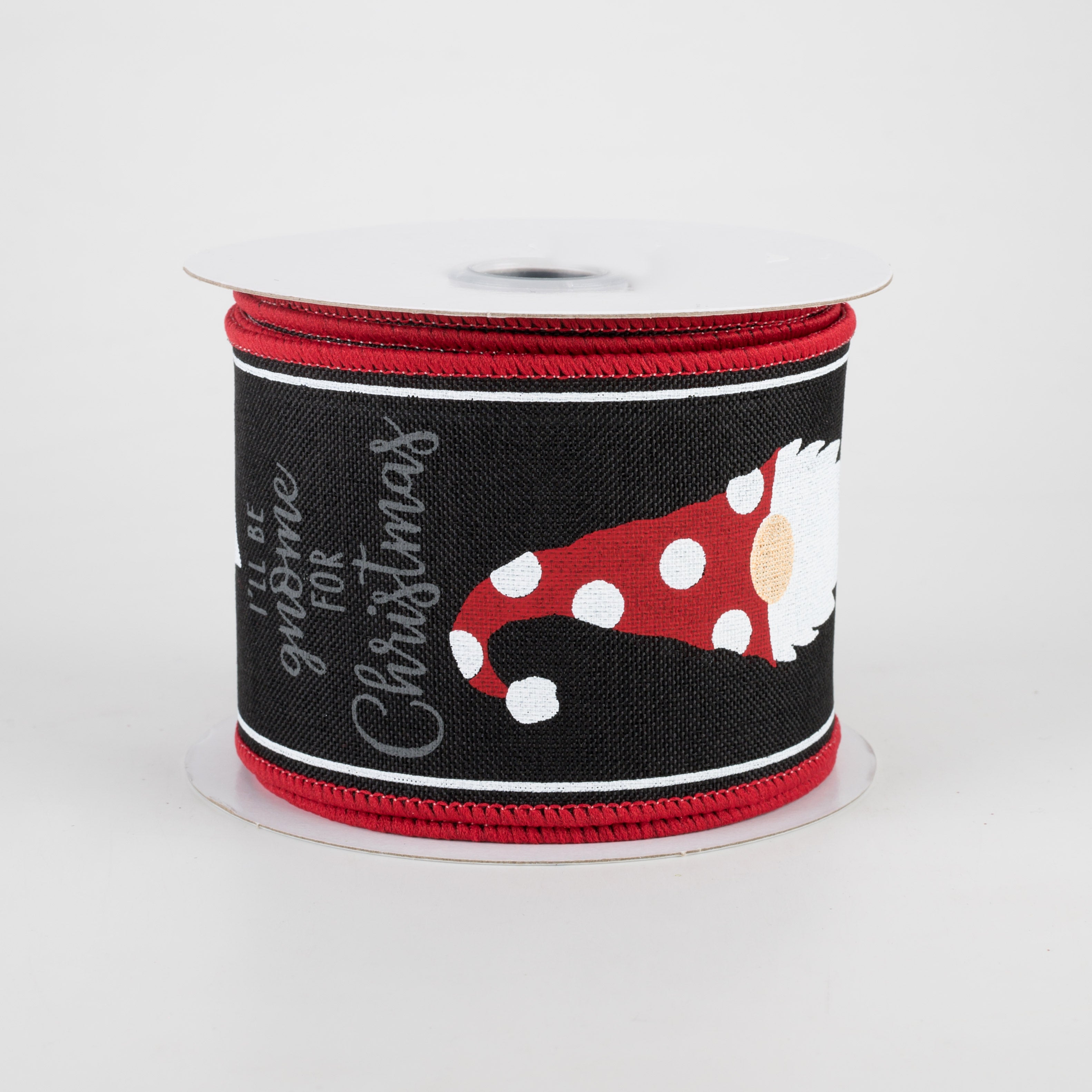 2.5" Christmas Gnome Heads Ribbon: Black (10 Yards)