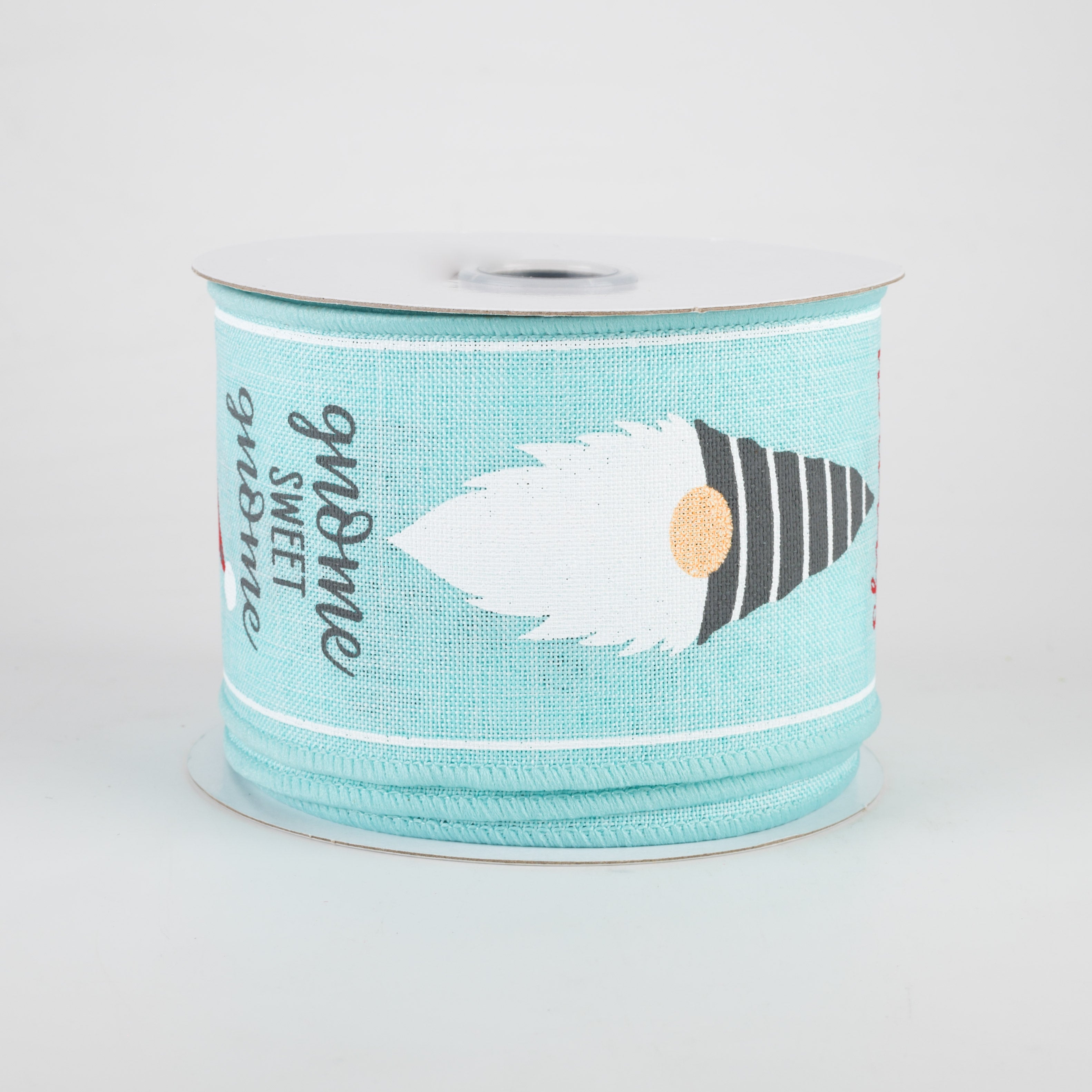 2.5" Christmas Gnome Heads Ribbon: Ice Blue (10 Yards)