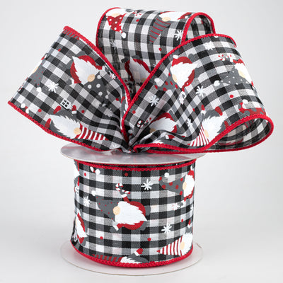 2.5" Christmas Gnomes Check Ribbon: Black & White (10 Yards) Lifestyle Photo