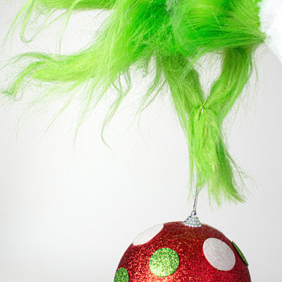 33" Christmas Green Monster Furry Hand Ornament Pick Lifestyle Photo