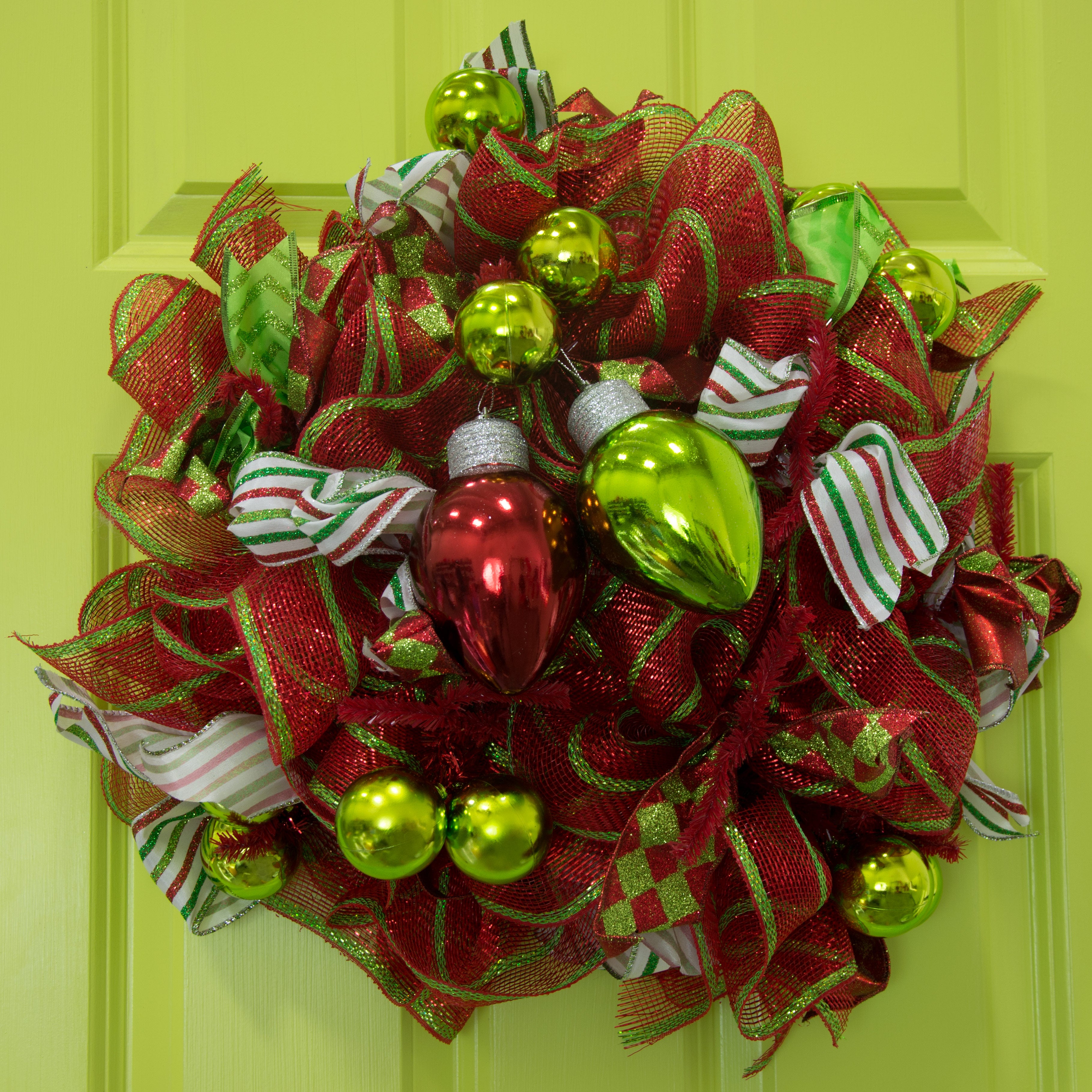 5" Christmas Light Bulb Ornament: Metallic Red Lifestyle Photo