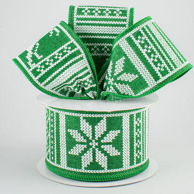 2.5" Christmas Sweater Ribbon: Emerald Green & White (10 Yards) Lifestyle Photo