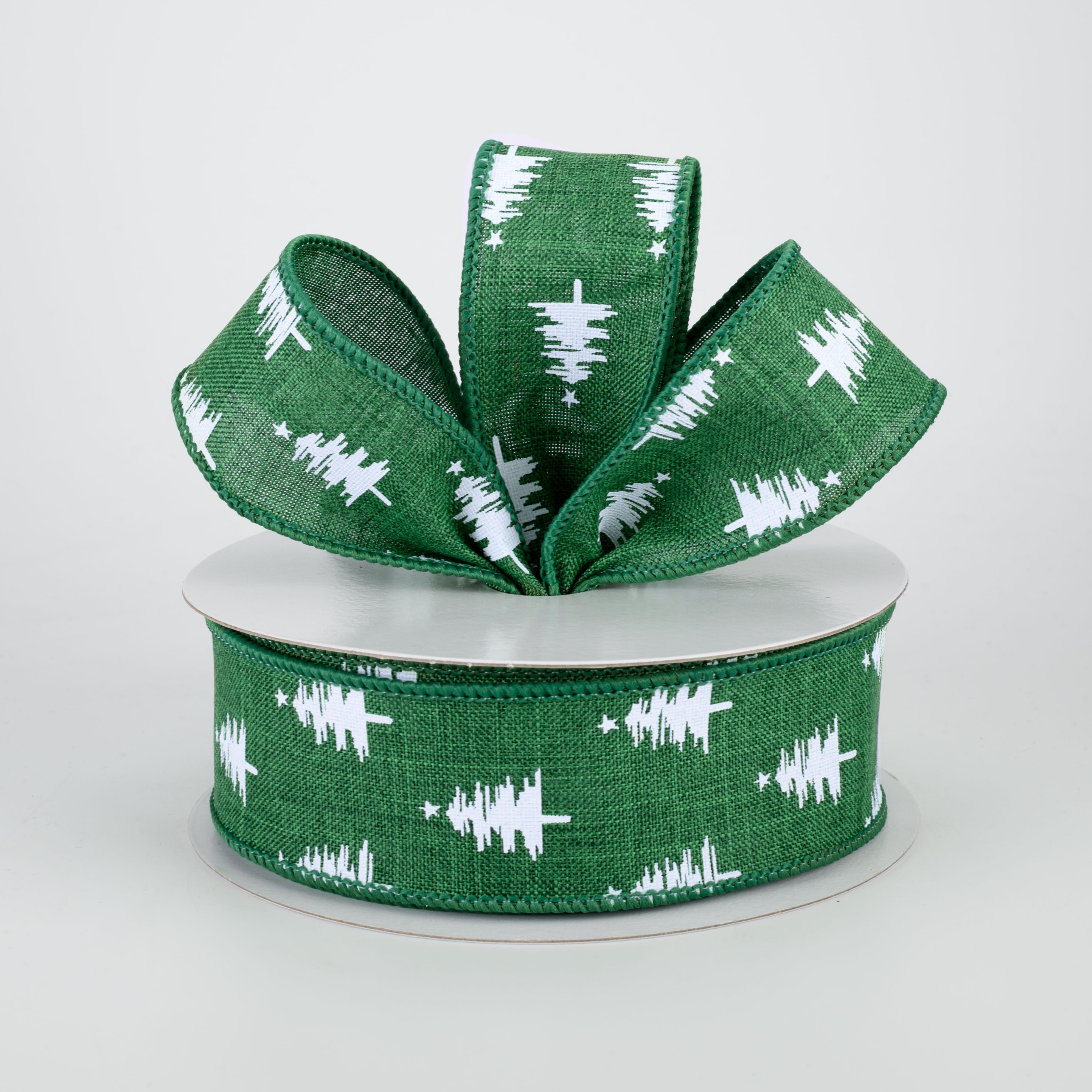 1.5" Christmas Trees Ribbon: Emerald (10 Yards) Lifestyle Photo