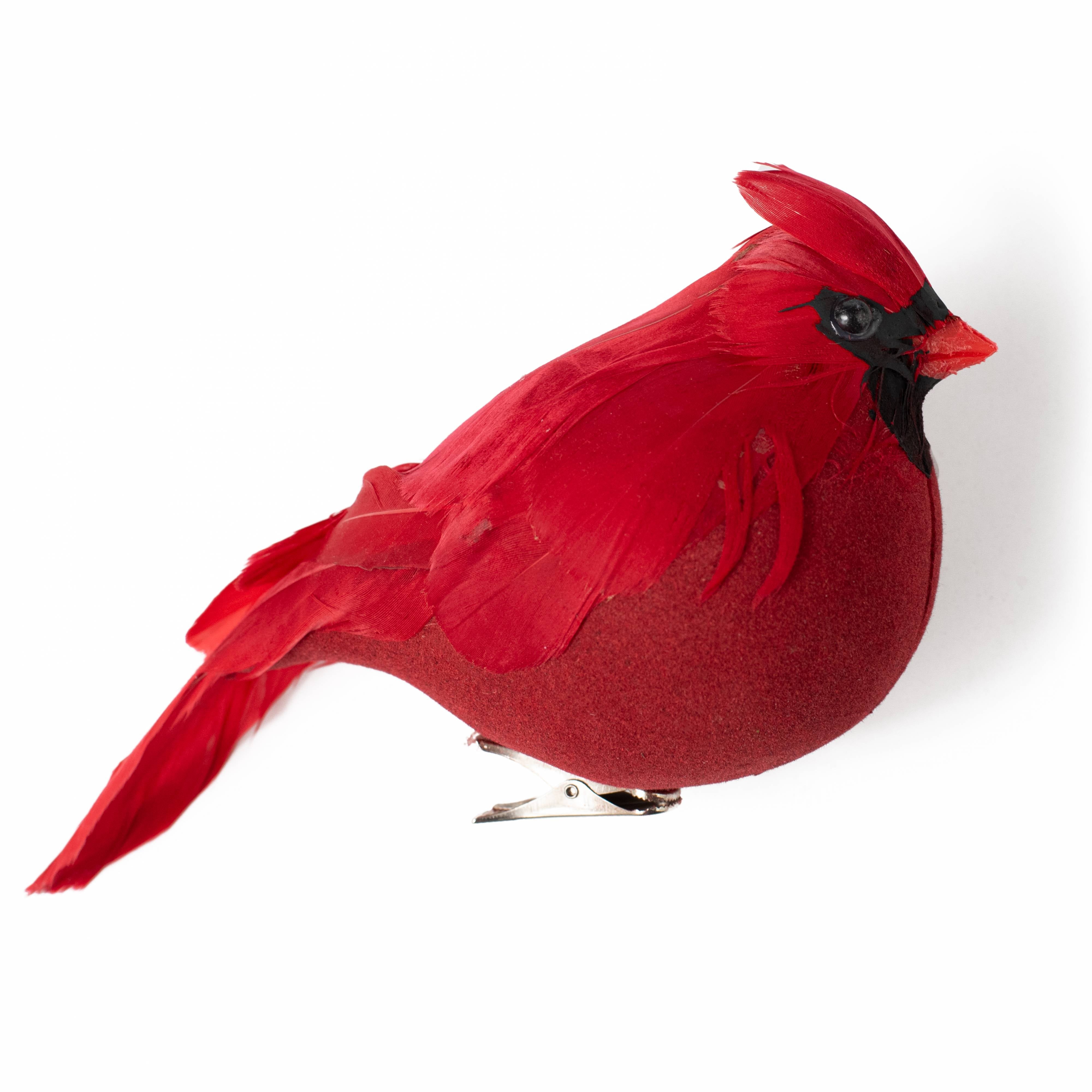 7" Chubby Feathered Cardinal with Clip Ornament Item Number: MB0498