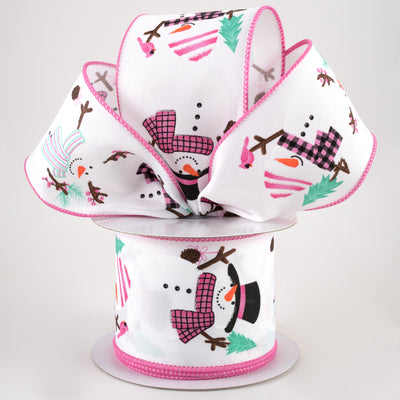 2.5" Chubby Snowman Ribbon: White, Pink, Mint (10 Yards) Lifestyle Photo