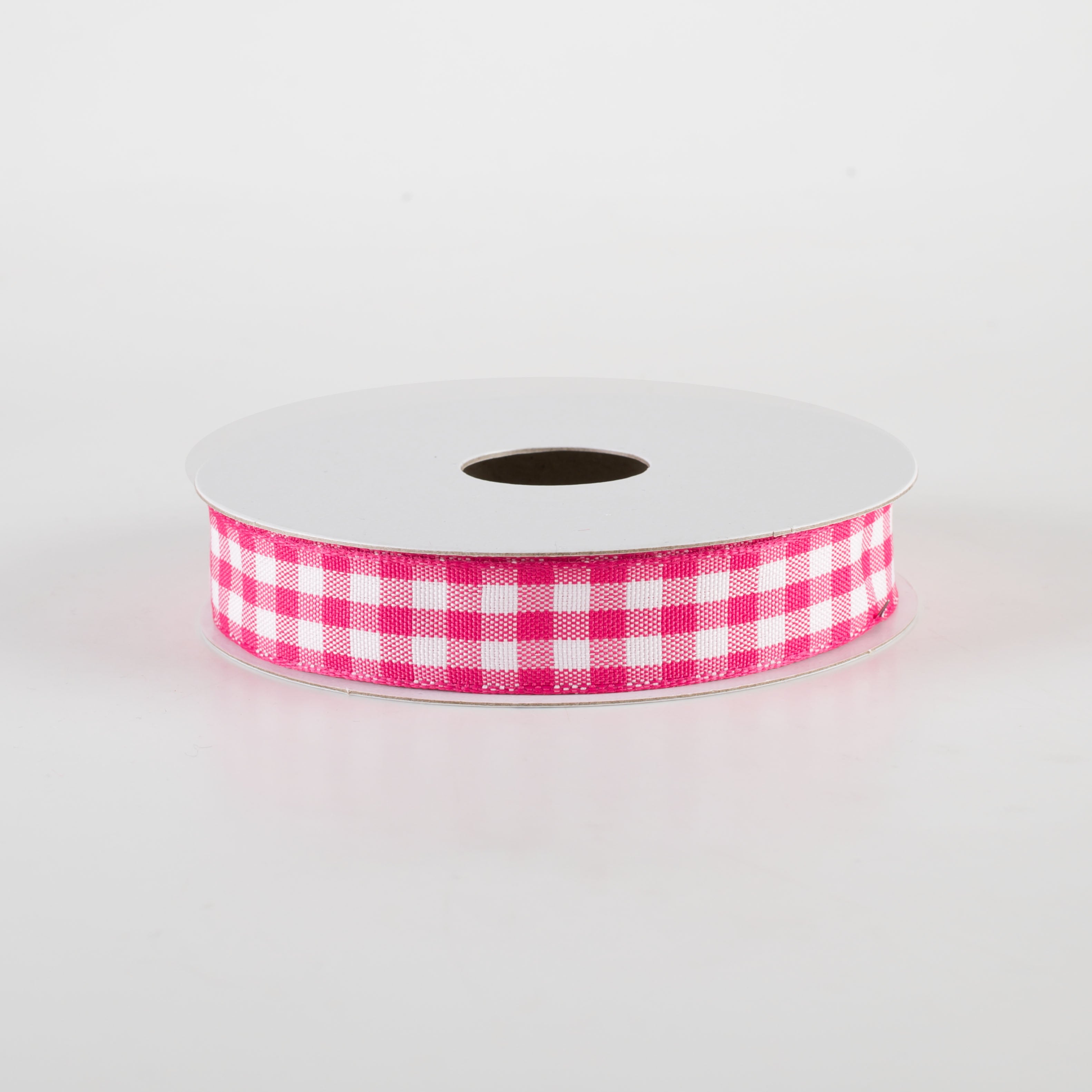 5/8" Classic Check Ribbon: Fuchsia Pink & White (10 Yards)